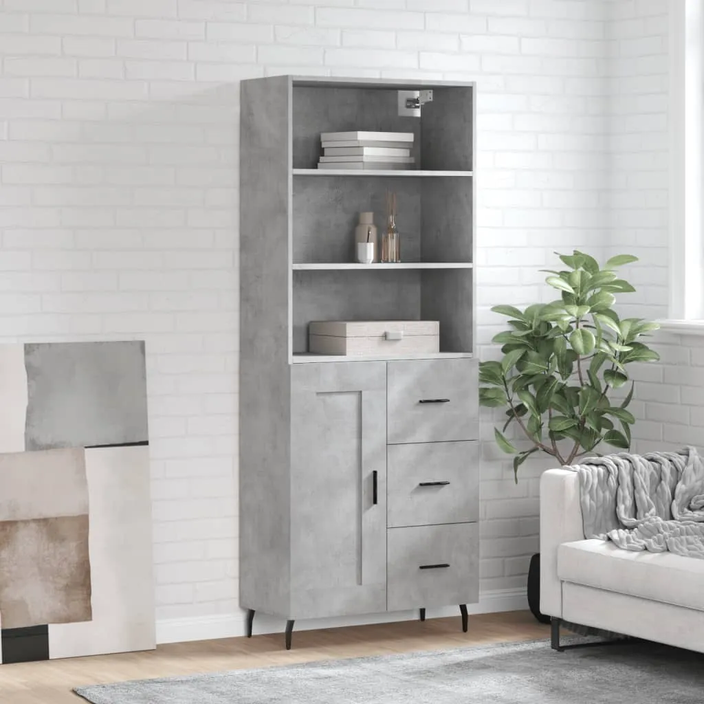 vidaXL Visoka komoda siva betona 69,5x34x180 cm od konstruiranog drva - Venlo