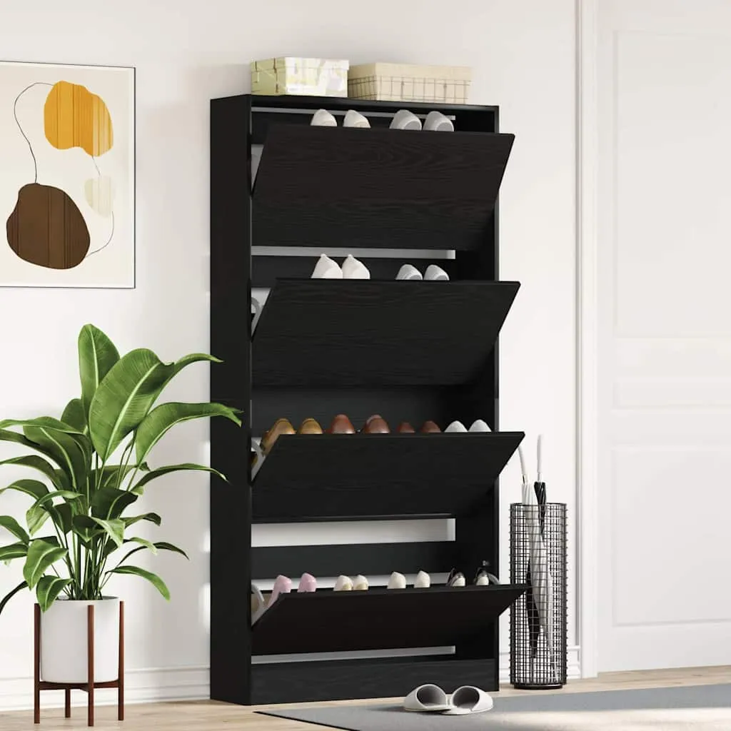 vidaXL Ormar za cipele 80 x 21 x 163,5 cm Konstruirano drvo Crni hrast - Venlo
