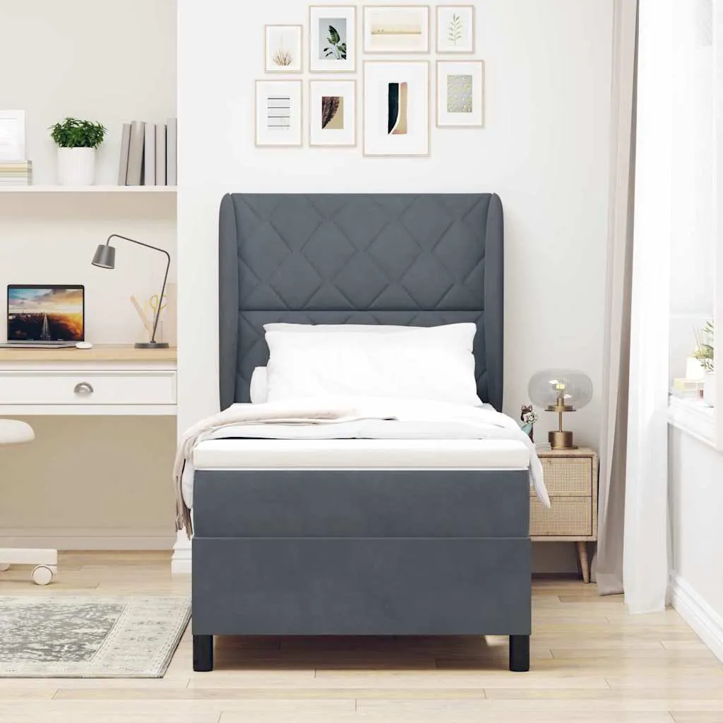 vidaXL Krevet s opruga kutije Tamno siva 200 x 90 cm Baršun - Venlo