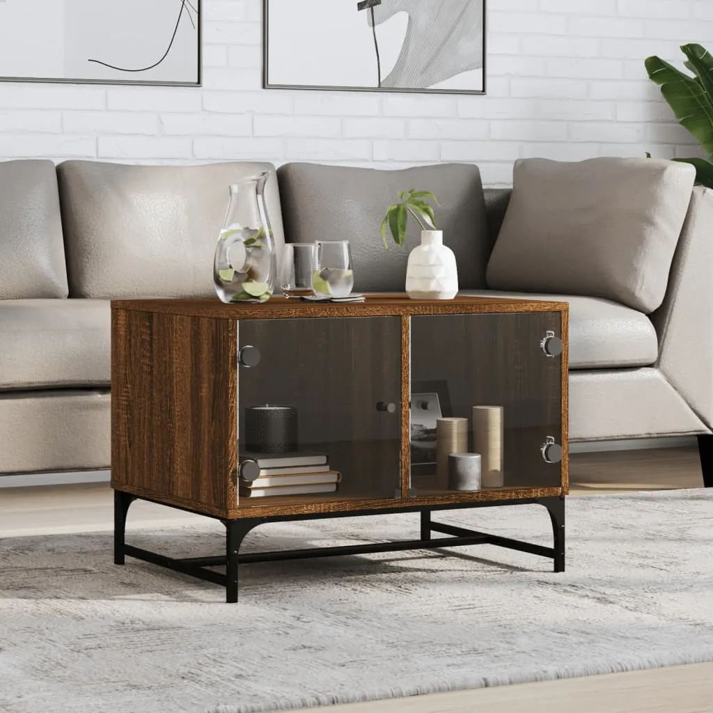 vidaXL Stolić za kavu sa staklenim vratima boja hrasta 68,5x50x50 cm - Venlo