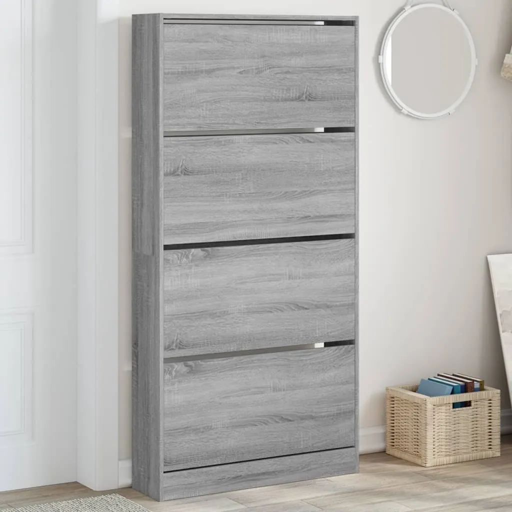 vidaXL Ormarić za cipele s 4 ladice siva boja hrasta 80x21x163,5 cm - Venlo