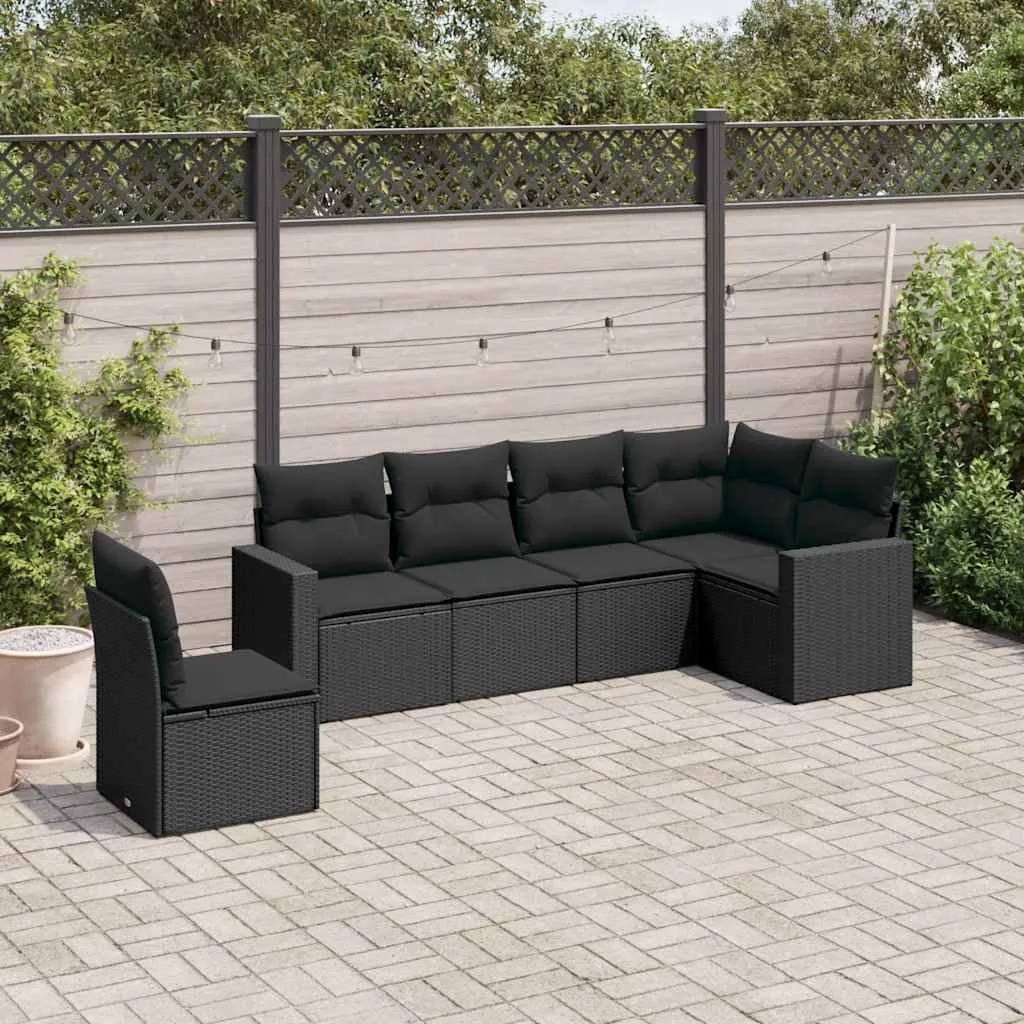 vidaXL 6-dijelni set vrtnih sofa s jastucima crni od poliratana - Venlo