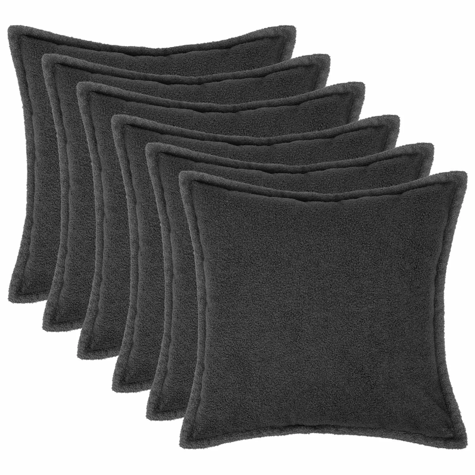 vidaxl presvlaka za jastuk 6 pcs houten tamnosiva 40 x 40 cm bouclé - slika 1