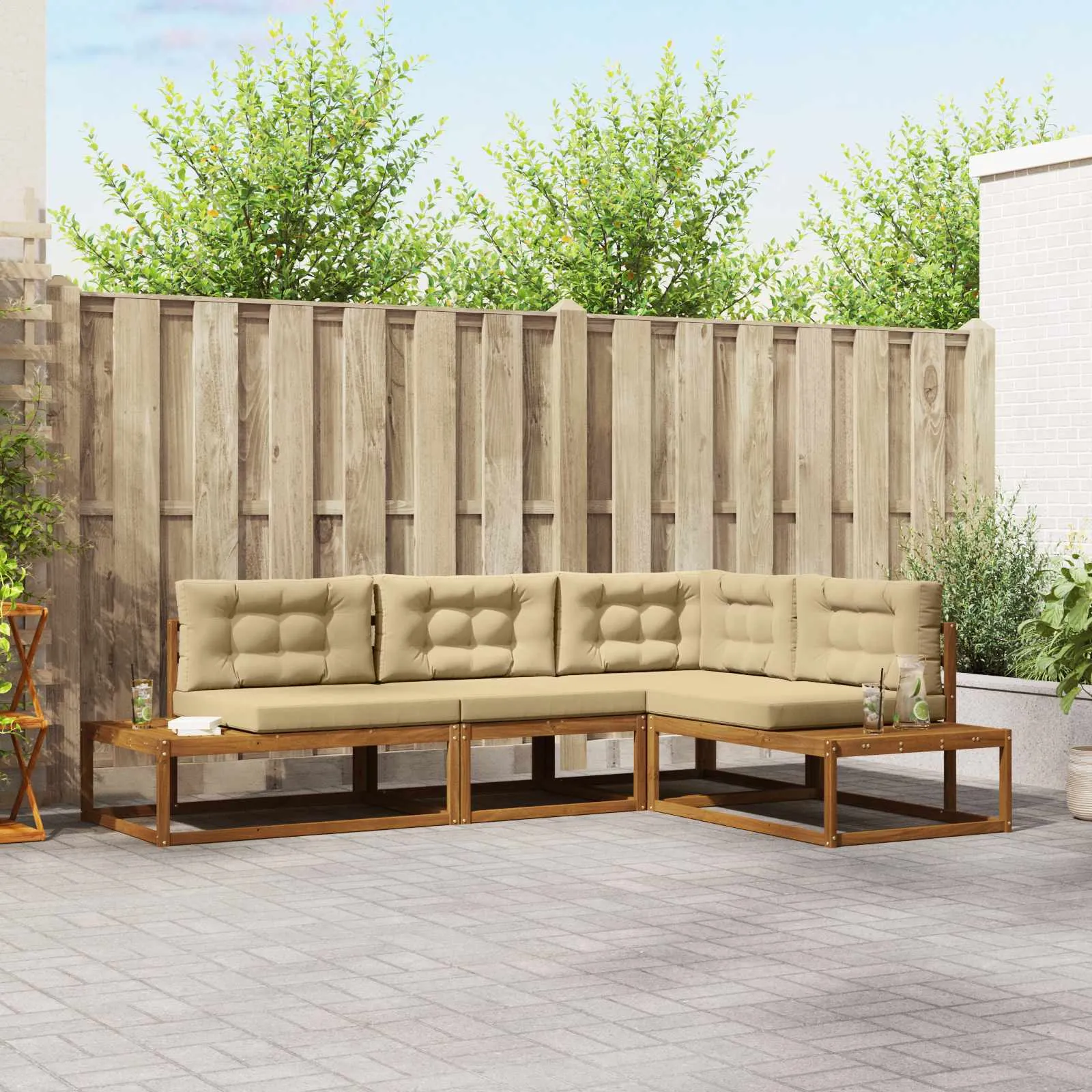 vidaXL Set vanjskih sofa Prirodna i bež - Venlo