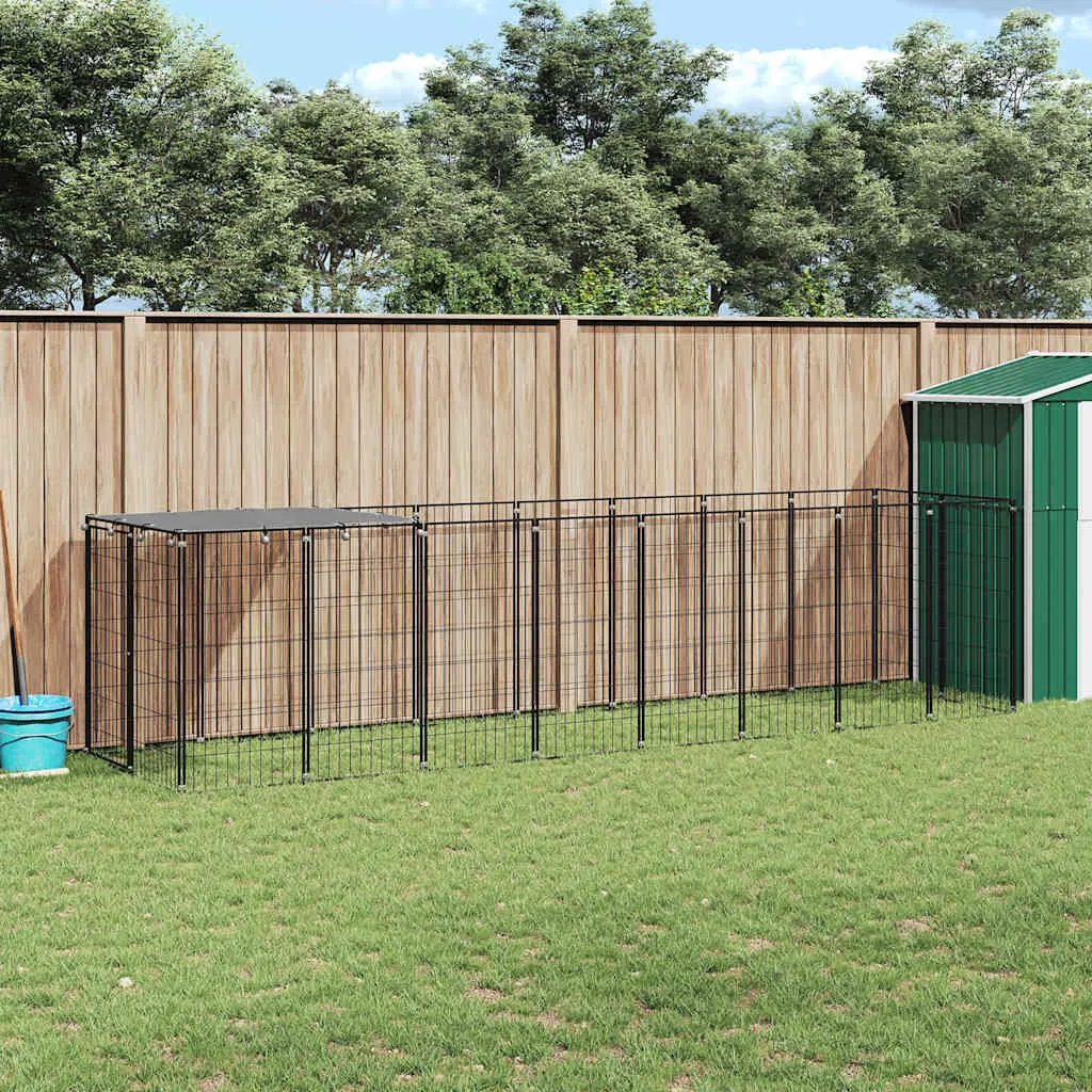 vidaxl kavez za pse crni 4,84 m² čelični - slika 1