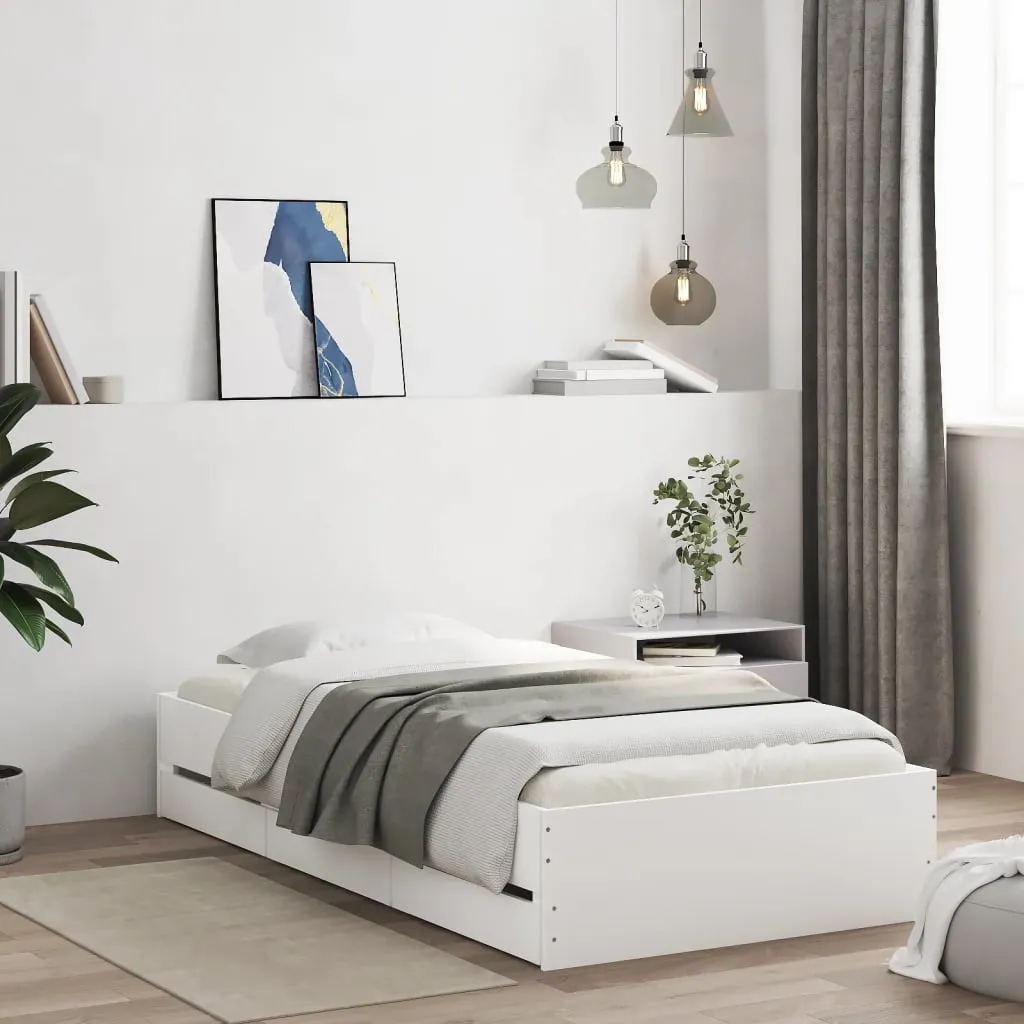 vidaXL Okvir kreveta s ladicama bez madraca bijeli 100x200 cm - Venlo