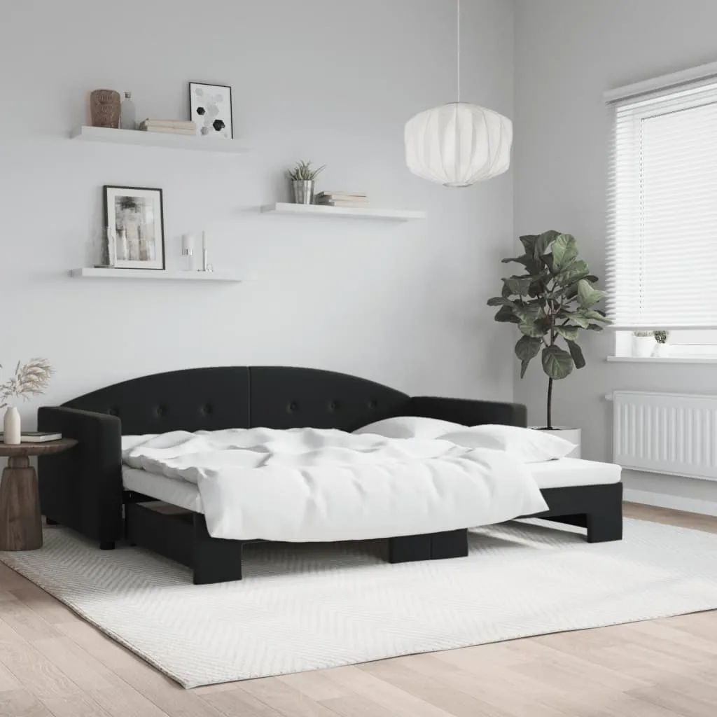 vidaXL Dnevni krevet na razvlačenje crni 90 x 200 cm baršunasti - Venlo
