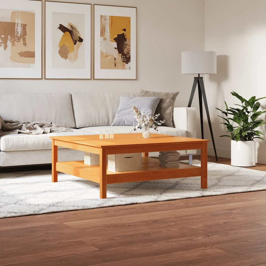 vidaXL Stolić za kavu voštano smeđi 100x100x40 cm od masivne borovine - Venlo
