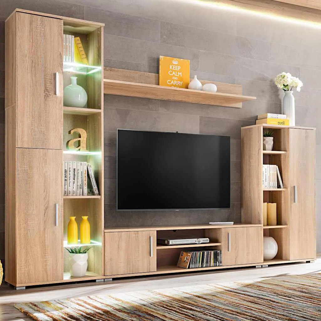 vidaXL Zidni TV element s LED svjetlima boja hrasta sonome - Venlo