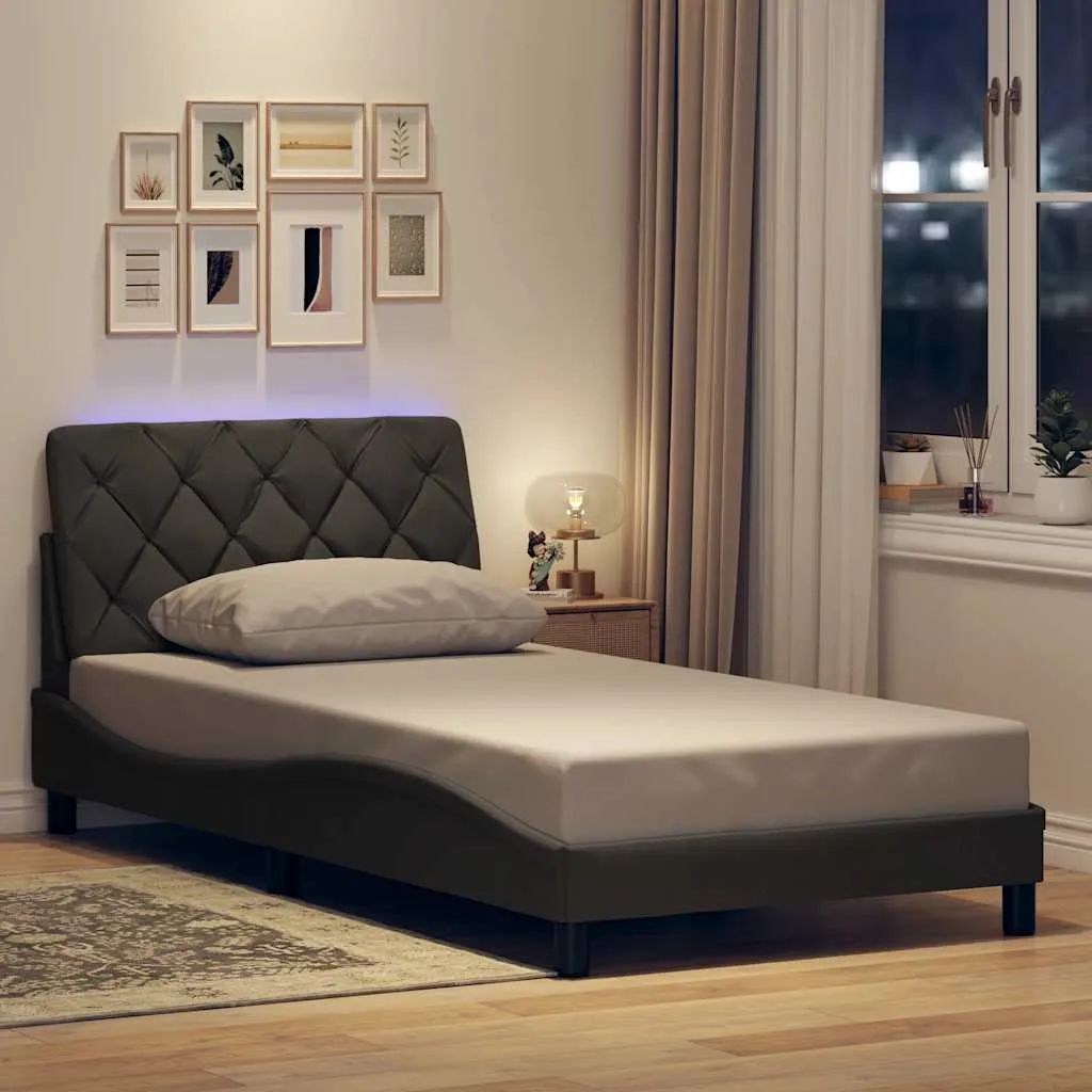 vidaxl okvir kreveta s led-om bez madraca 100x200 cm od tkanine - slika 1
