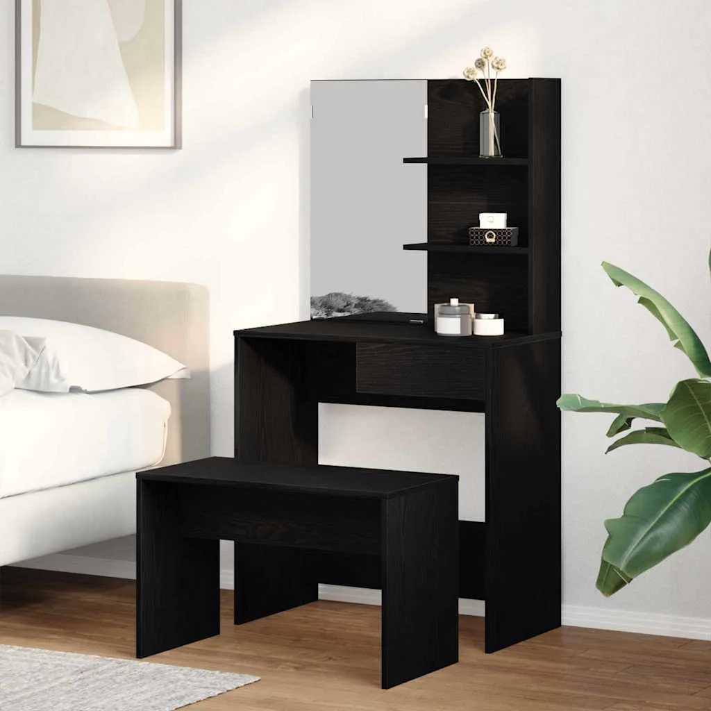 vidaXL Set toaletnog stolića 2 kom. Crni hrast 74,5 x 40 x 141 cm - Venlo