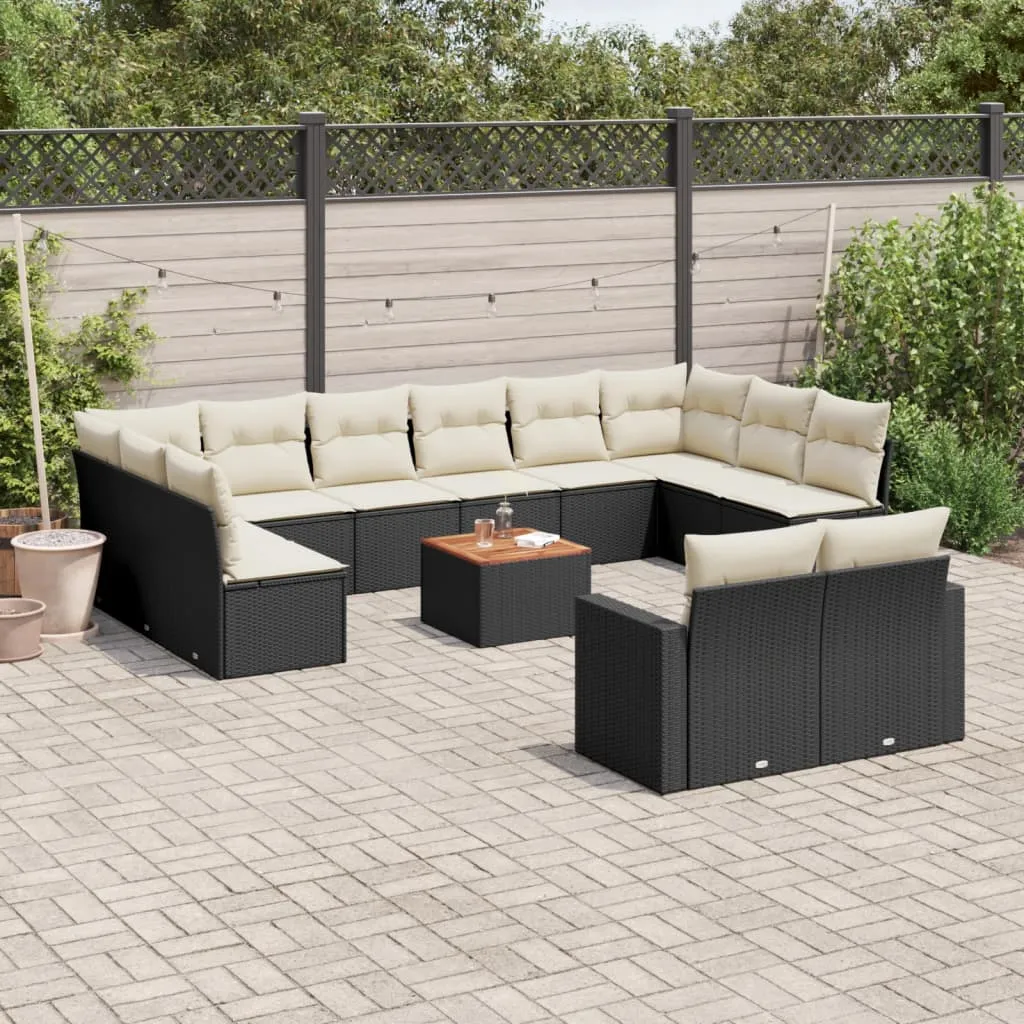 vidaXL 13-dijelni set vrtnih sofa s jastucima poliratan crni - Venlo