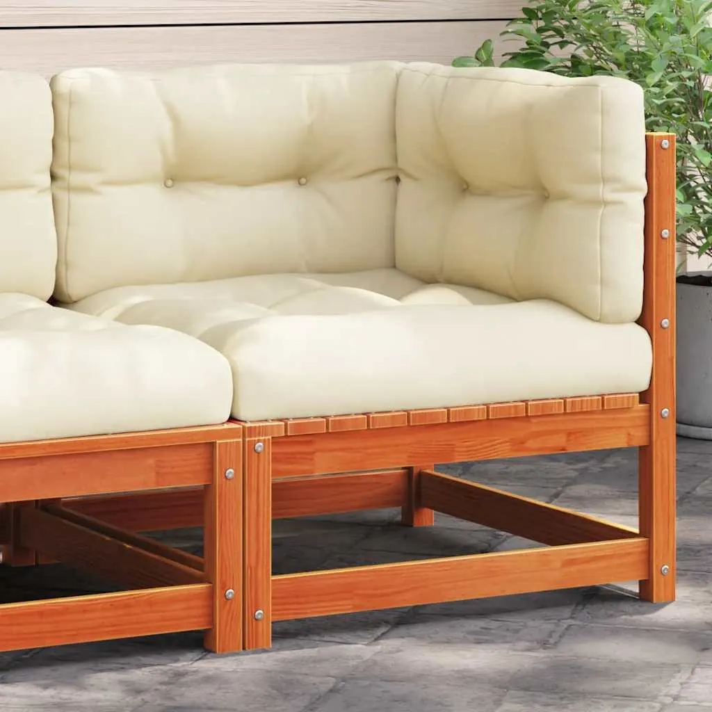 vidaXL Kutna vrtna sofa s jastucima voštano smeđa od borovine - Venlo
