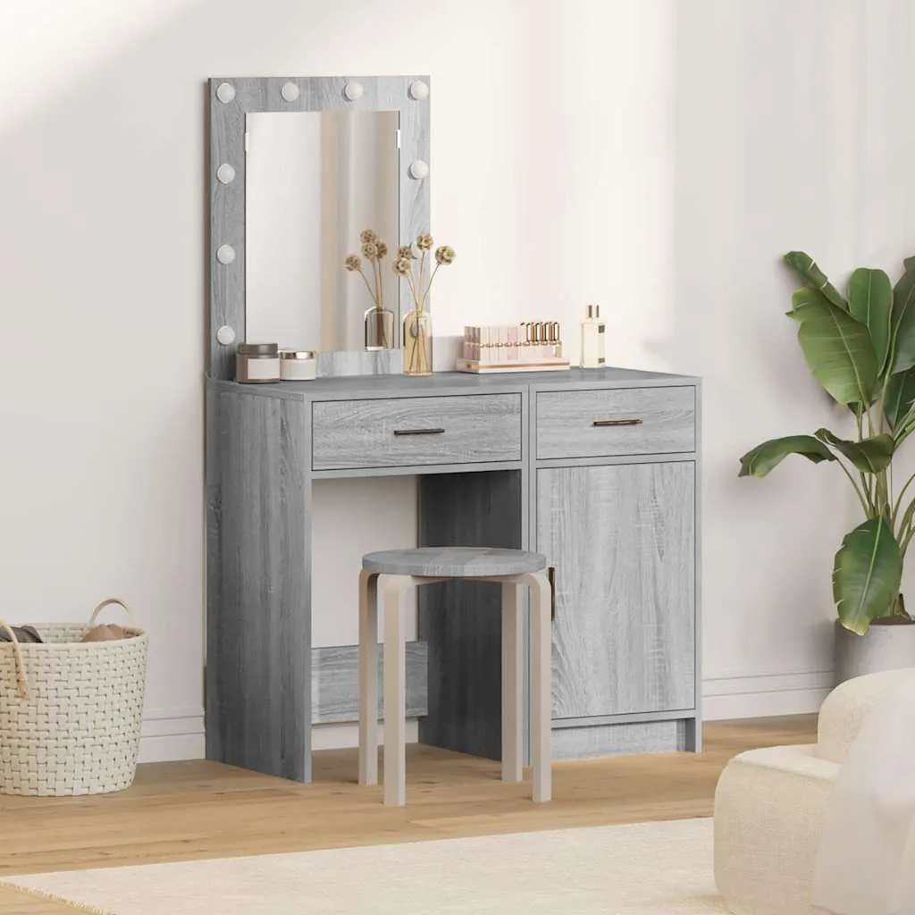 vidaXL Toaletni stol 2 kom. Siva 50 x 41 x 135 cm Konstruirano drvo - Venlo