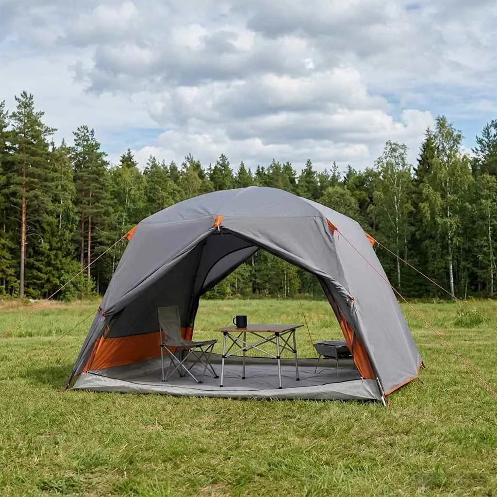vidaxl šator za planinarenje 2-osobni siva i narančasta - slika 1