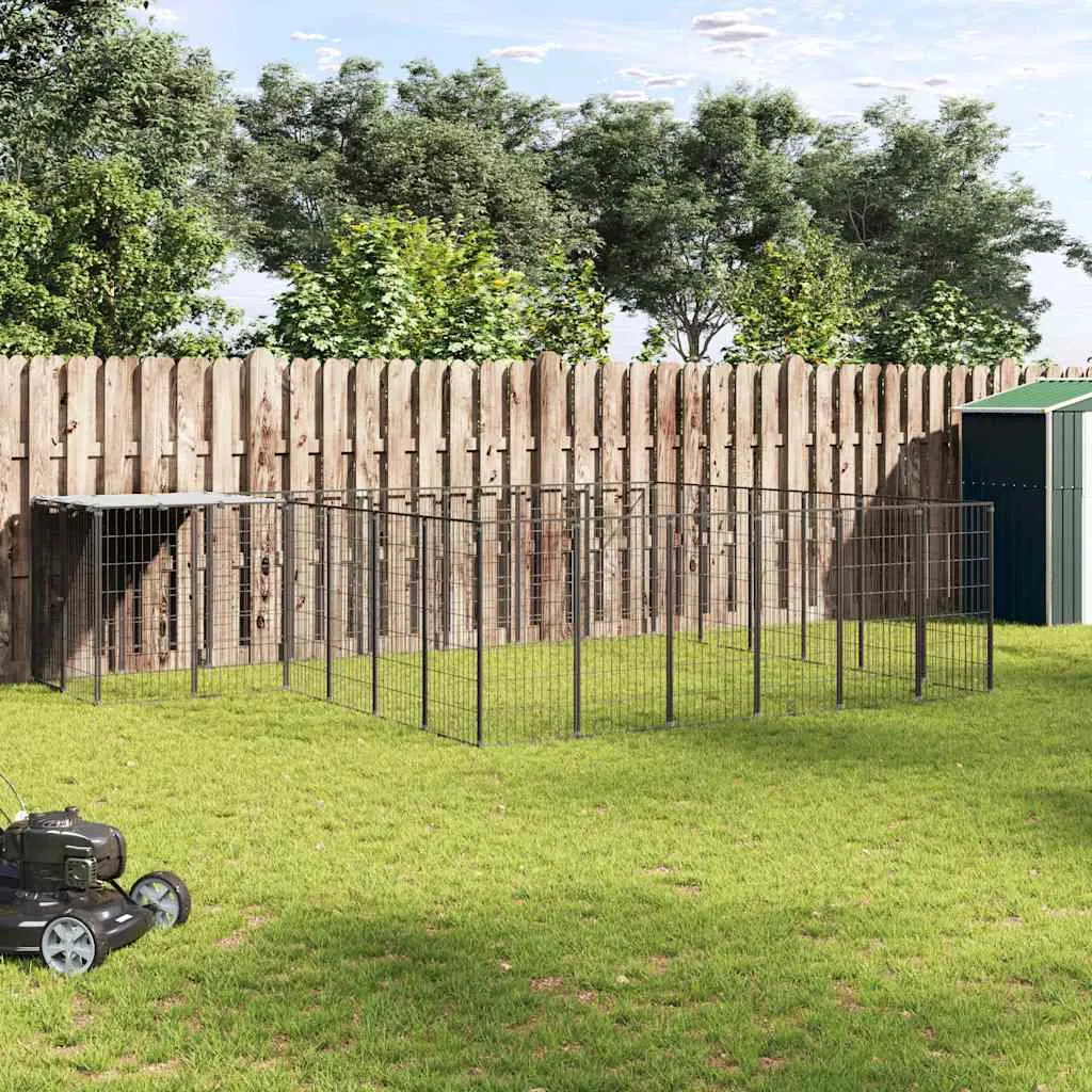 vidaxl kavez za pse crni 12,1 m² čelični - slika 1