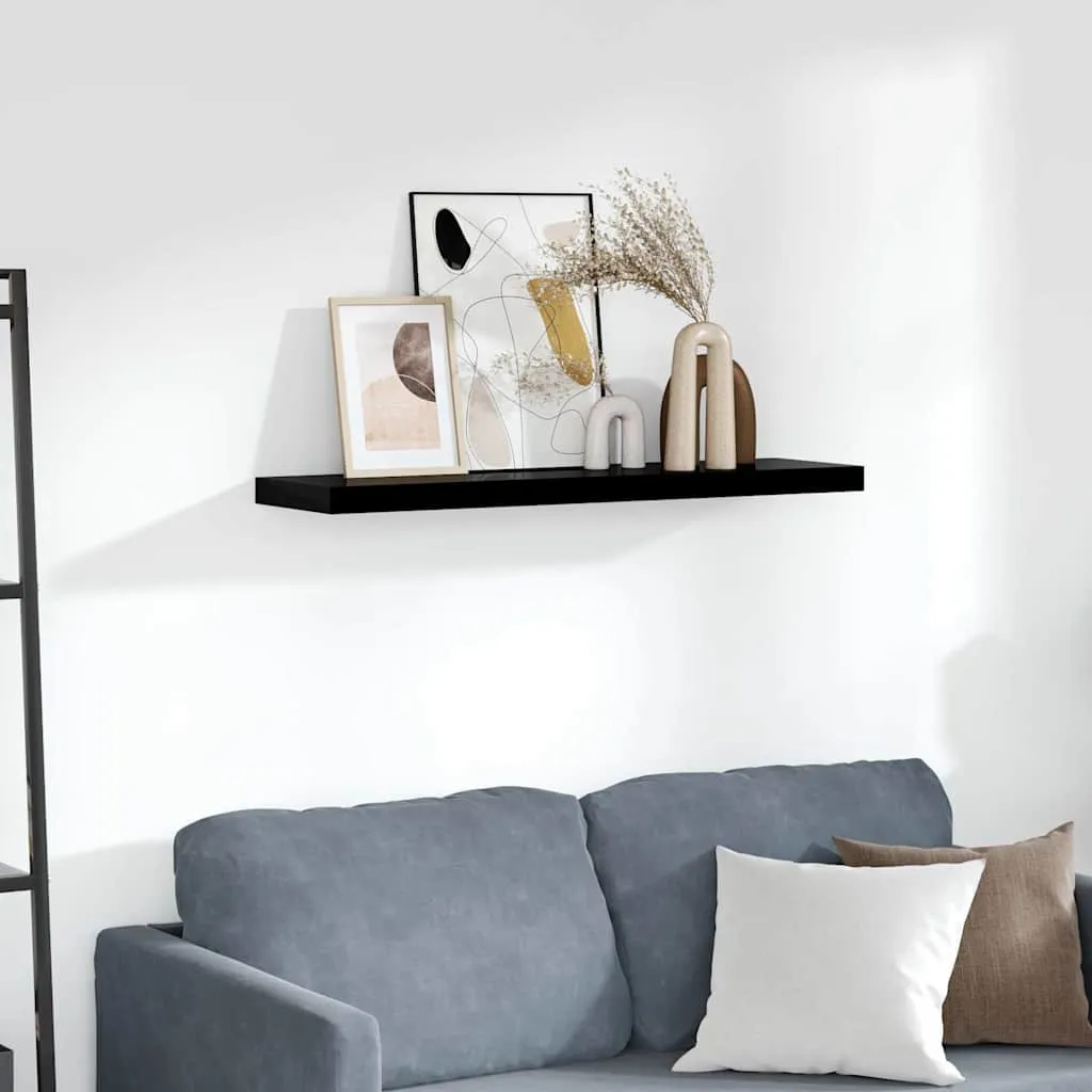 vidaXL Plutajuća zidna polica visoki sjaj crna 90 x 23,5 x 3,8 cm MDF - Venlo