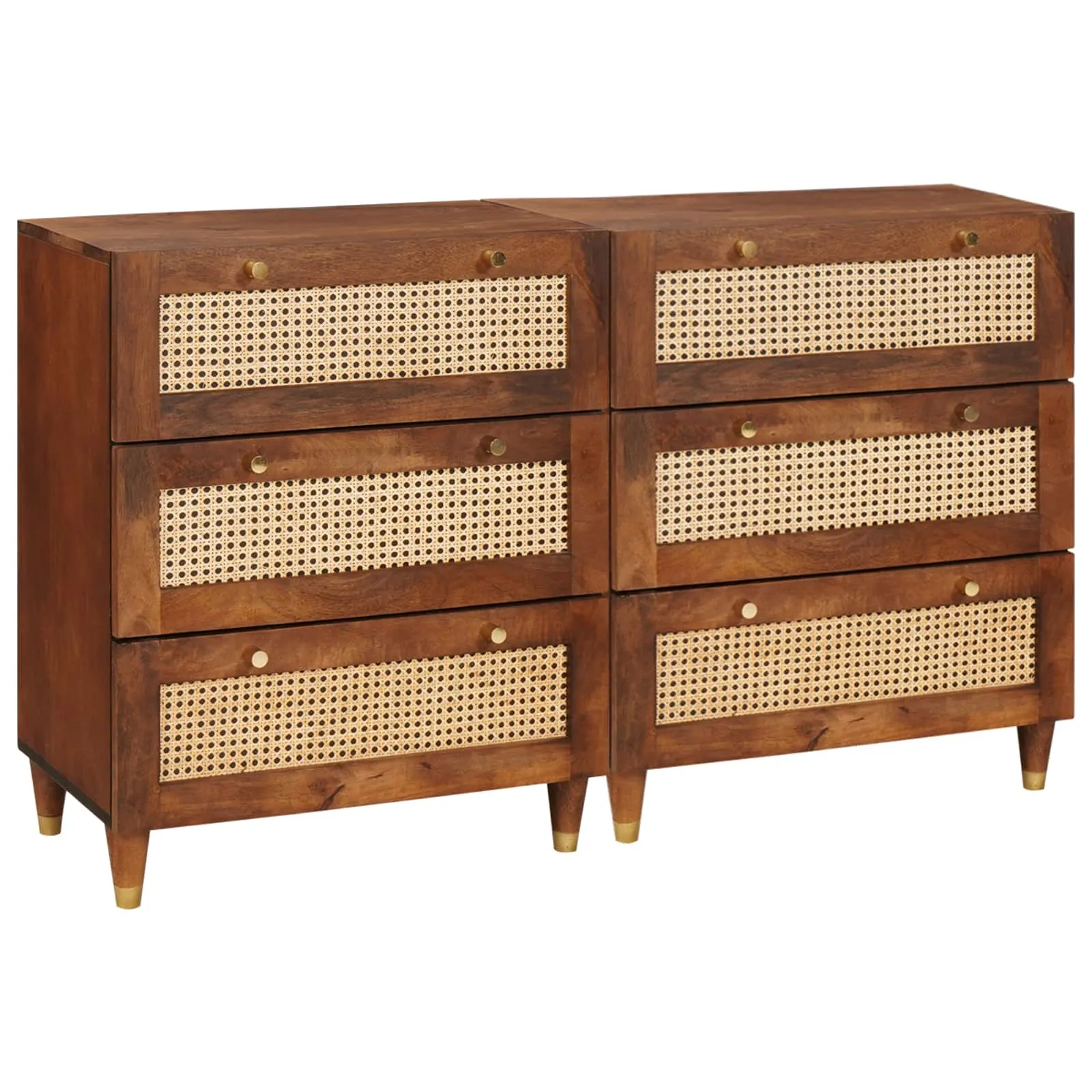 vidaXL Set komoda 2 kom. 60 x 33,5 x 75 cm Čvrsto drvo manga Smeđa - Venlo