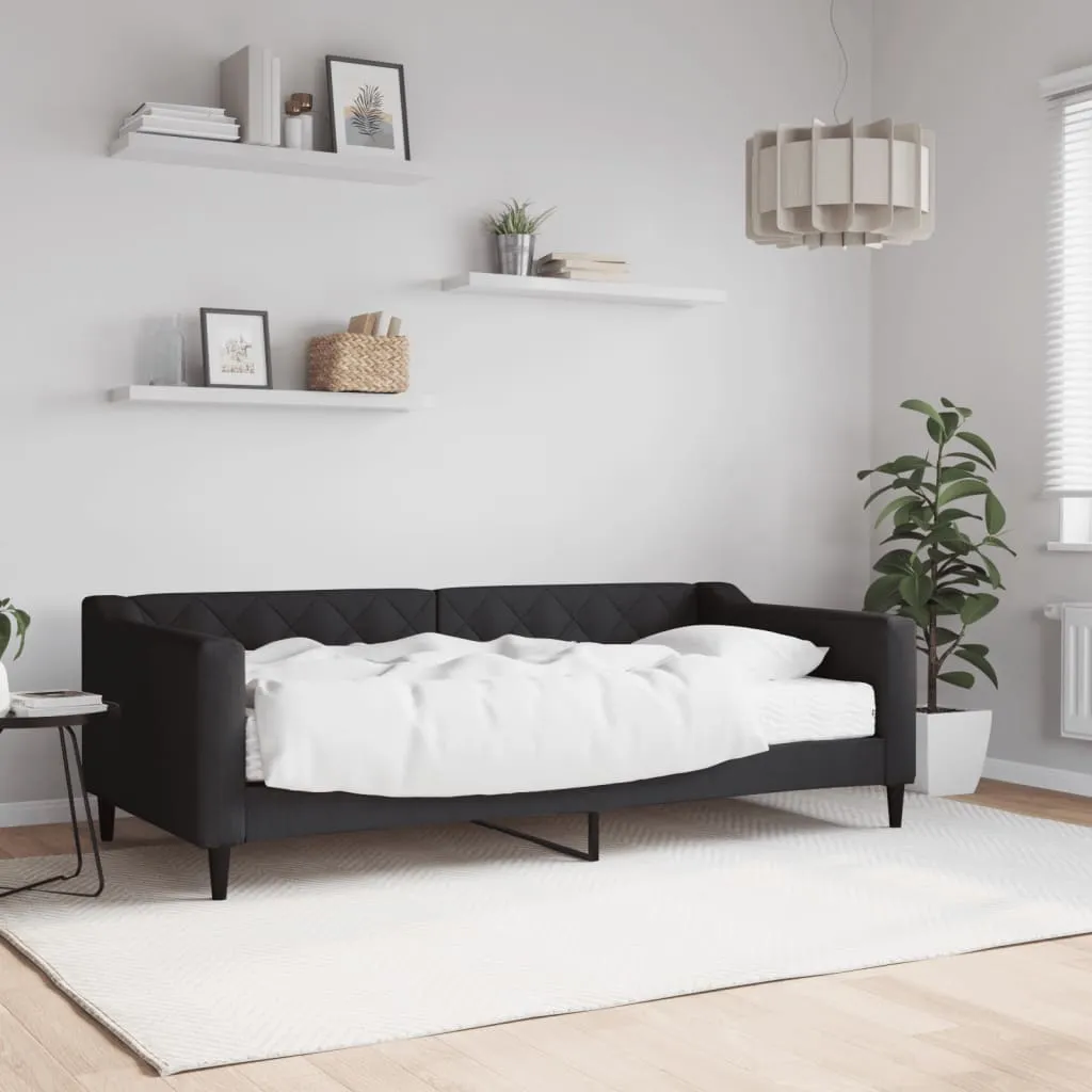 vidaXL Dnevni krevet s madracem crni 90 x 190 cm od tkanine - Venlo