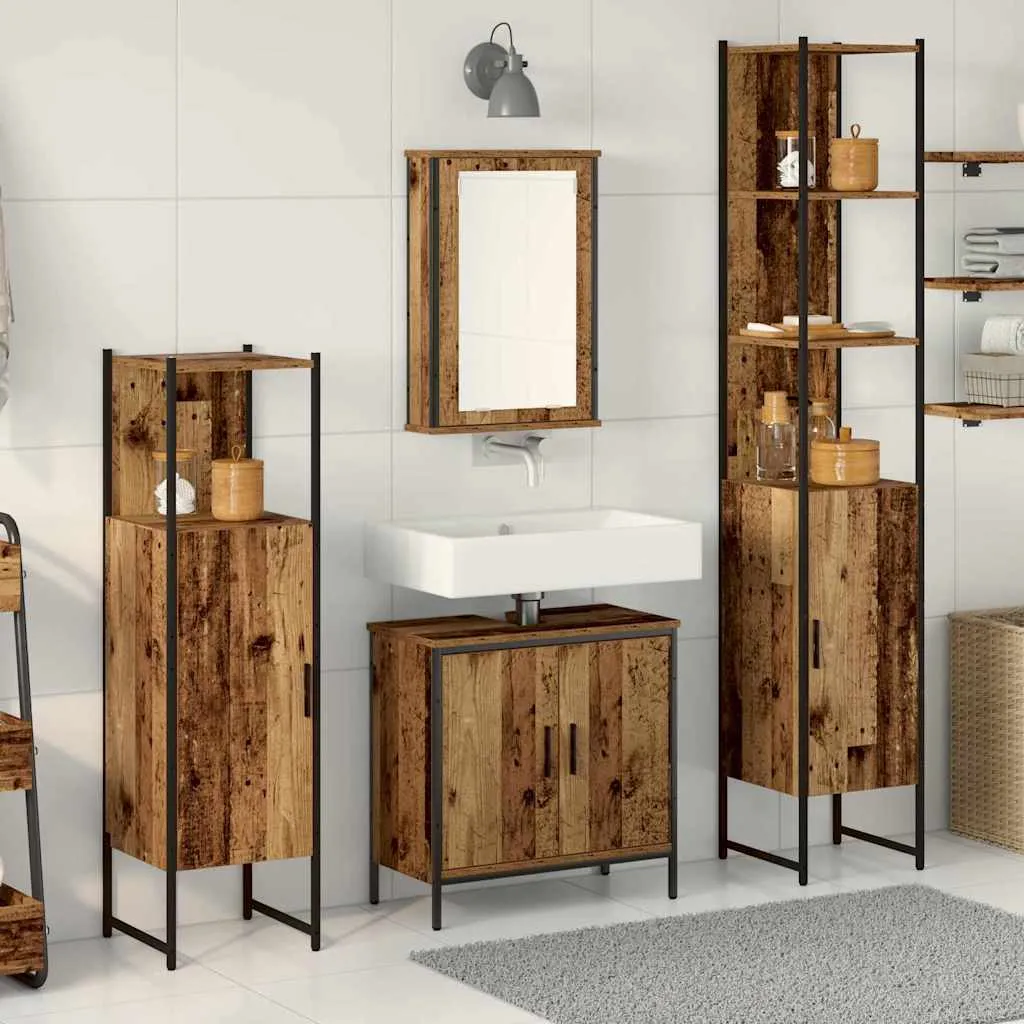 vidaXL Set namještaja za kupaonicu 4 kom. Smeđa 33 x 33 x 185,5 cm - Venlo