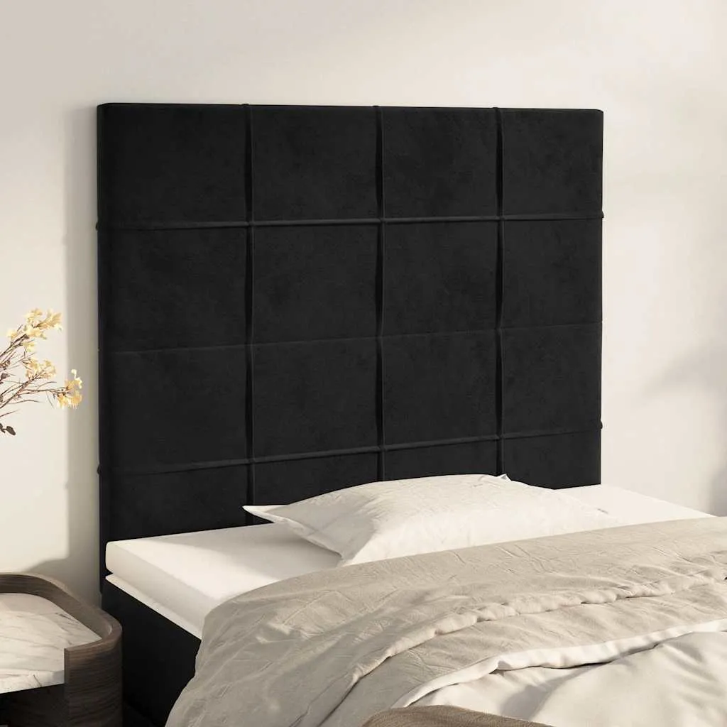 vidaXL Uzglavlje Crno 80x5x118/128 cm Baršunasto - Venlo