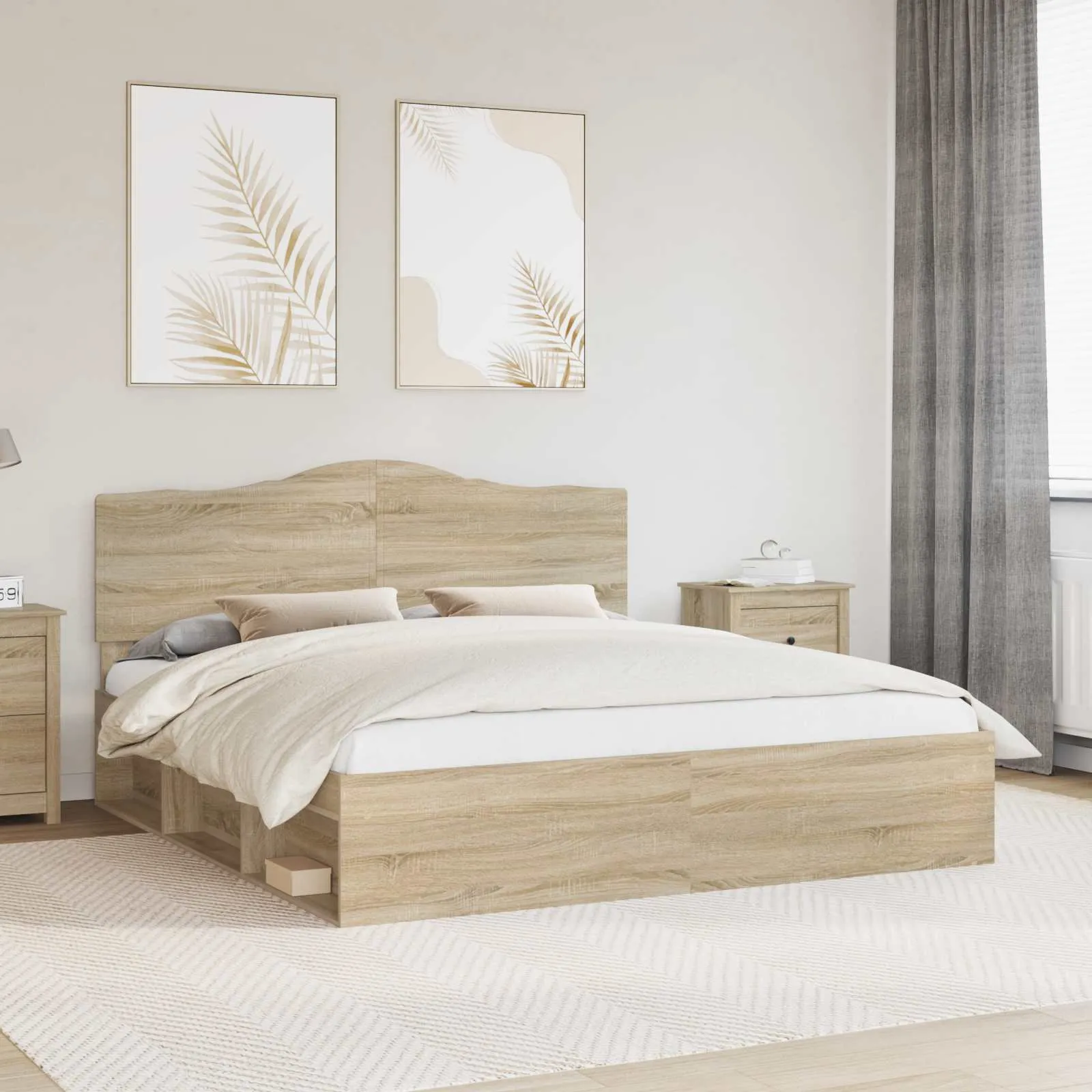 vidaXL Krevetna konstrukcija Sonoma 200 x 200 cm Čvrsto borovo drvo - Venlo