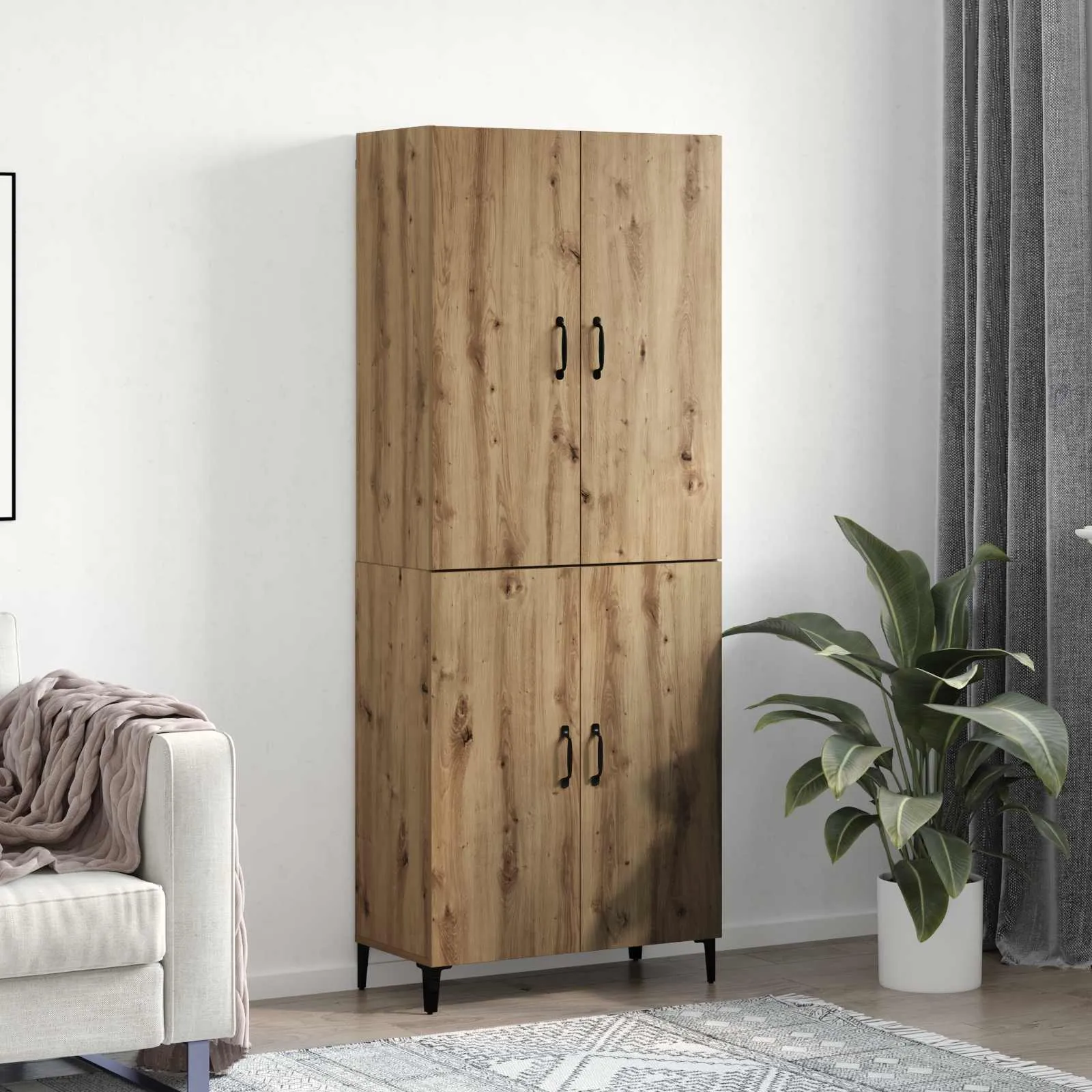 vidaXL Highboard 2 kom. Umjetnički hrast 69,5 x 34 x 180 cm - Venlo