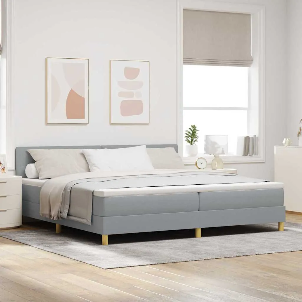 vidaXL Krevet s opruga kutije Svijetlo siva 200 x 200 cm tkanina - Venlo