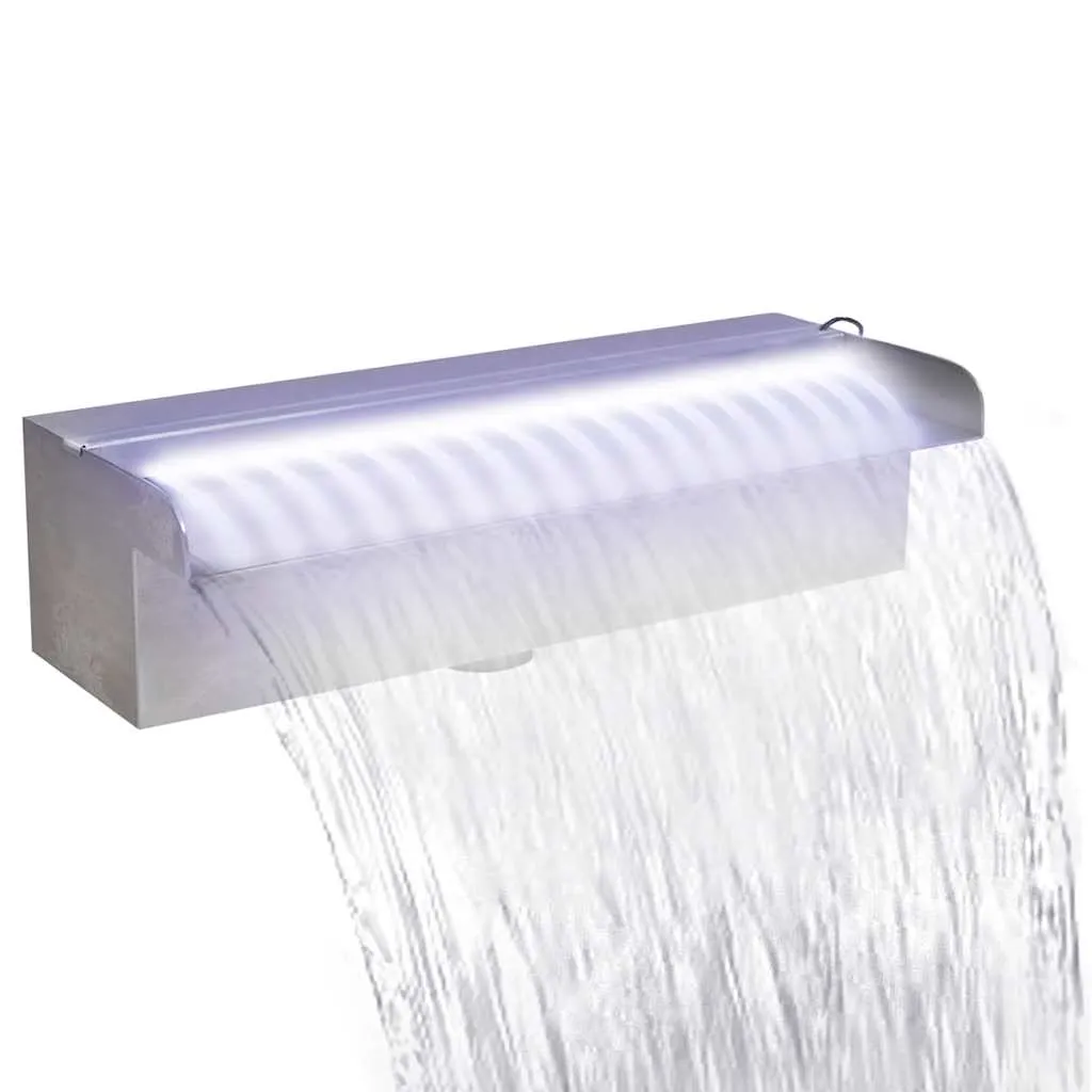 vidaXL Pravokutna fontana za bazen s LED svjetlom nehrđajući čelik 30 cm - Venlo