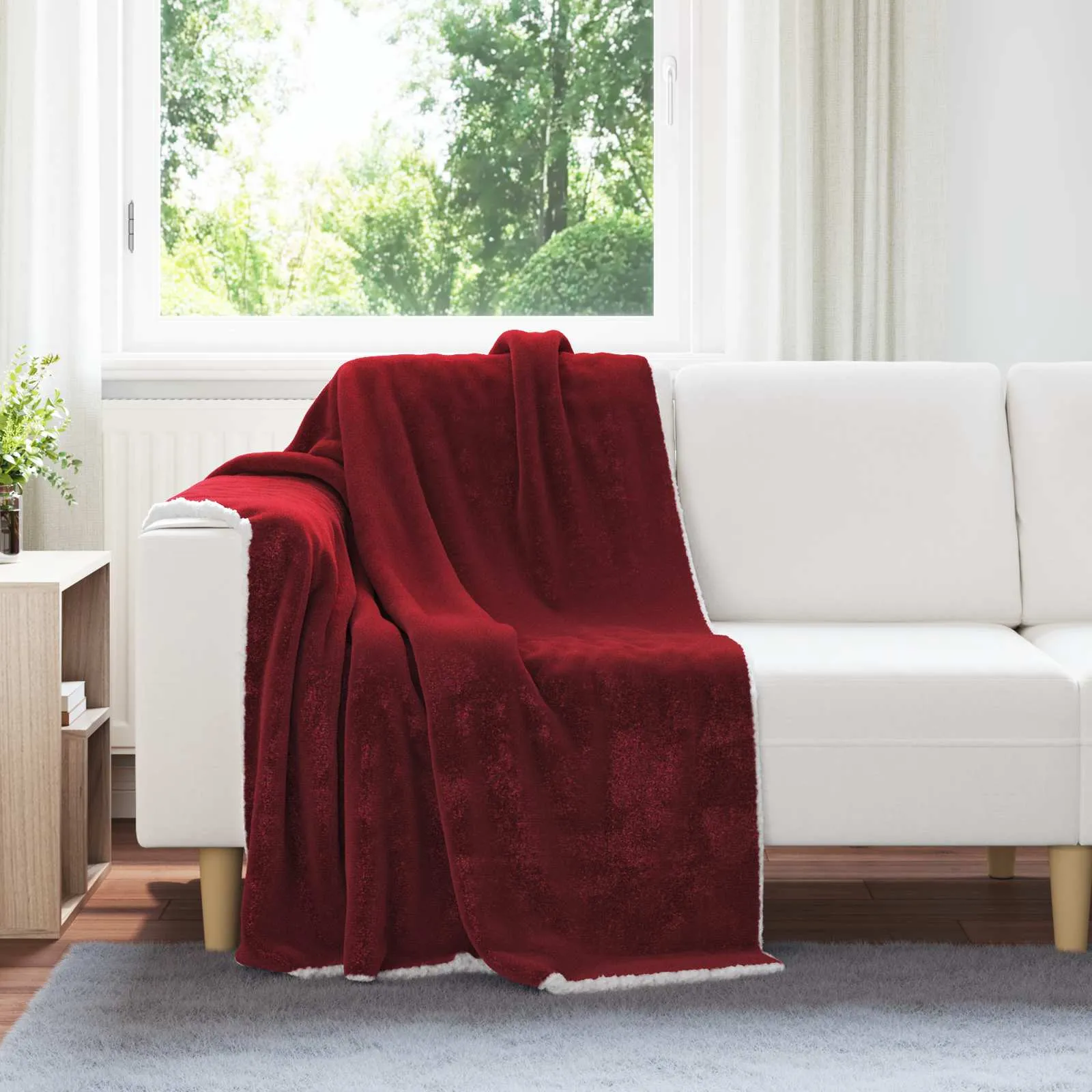 vidaXL Dekica Bordeaux Crvena 130 x 150 cm 1 kg Runo - Venlo