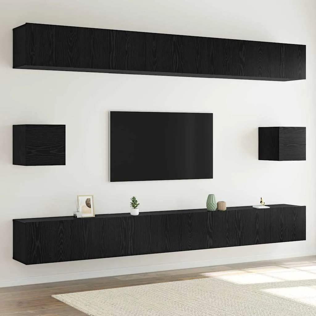 vidaXL Set TV komoda 8 kom. Crni hrast Konstruirano drvo - Venlo
