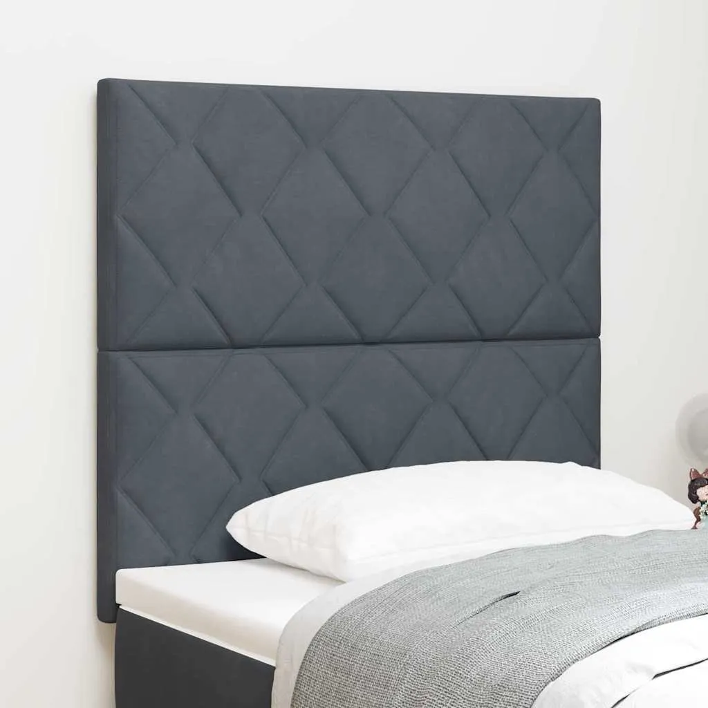 vidaXL LED glava kreveta Tamno siva 90 cm Baršun - Venlo
