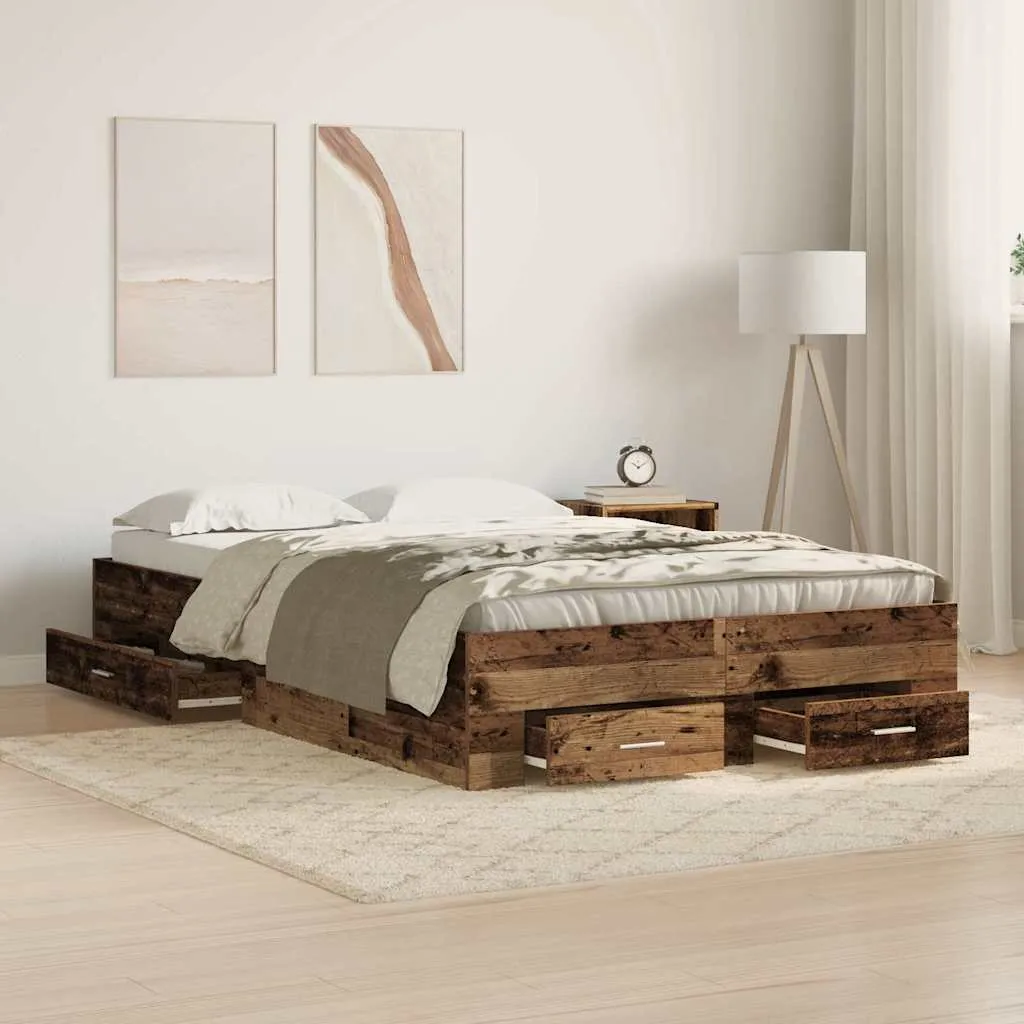 vidaXL Krevetna konstrukcija Staro drvo 120 x 200 cm Konstruirano drvo - Venlo