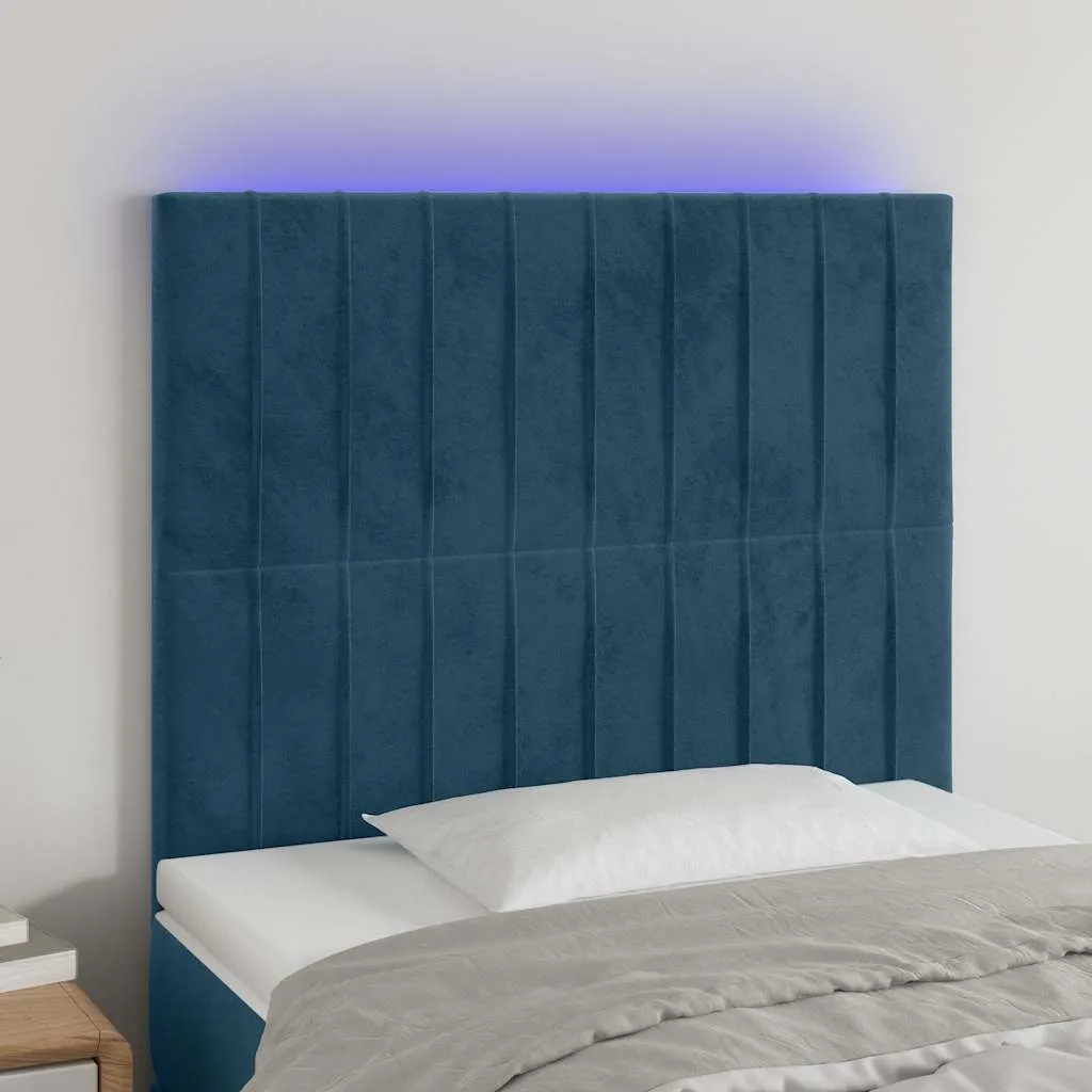 vidaXL LED uzglavlje tamnoplavo 90x5x118/128 cm baršunasto - Venlo