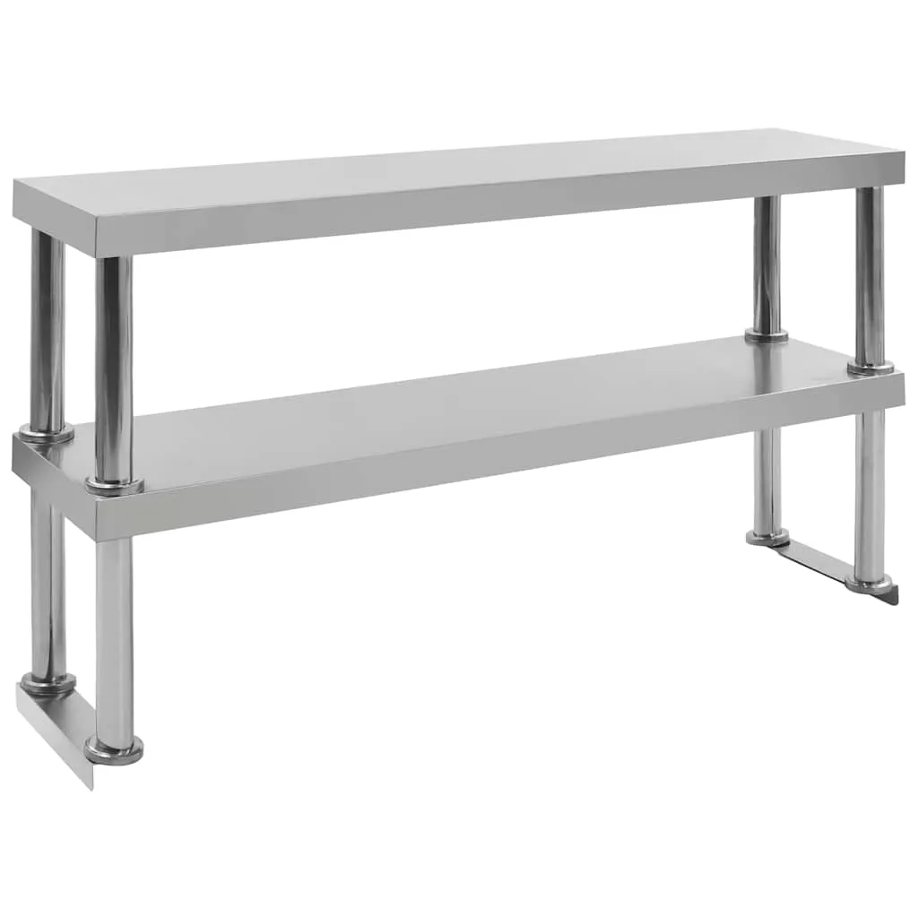 vidaxl polica za radni stol s 2 razine 120x30x65 cm nehrđajući čelik - slika 1