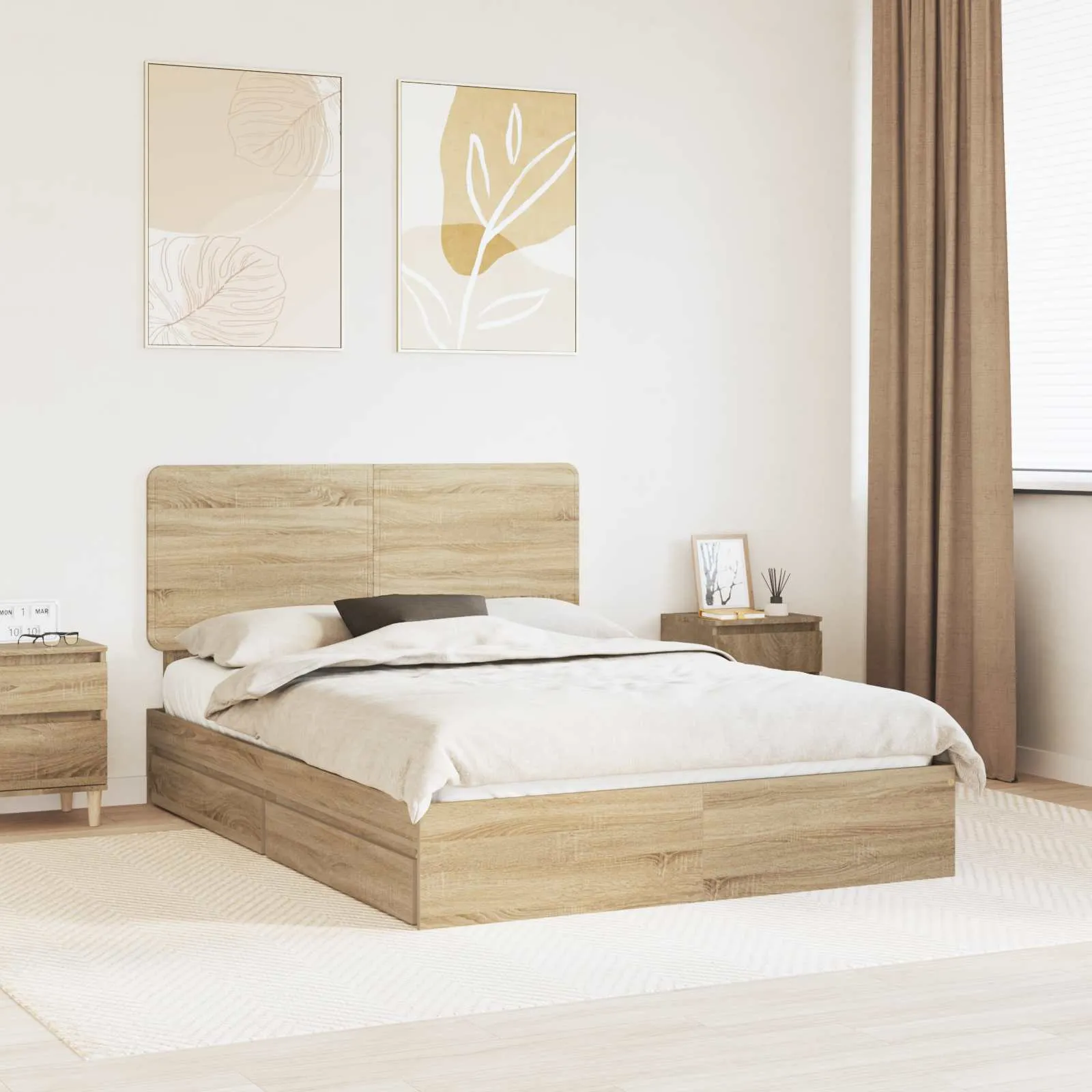 vidaXL Krevet s od storage Sonoma hrast 140 x 190 cm Konstruirano drvo - Venlo