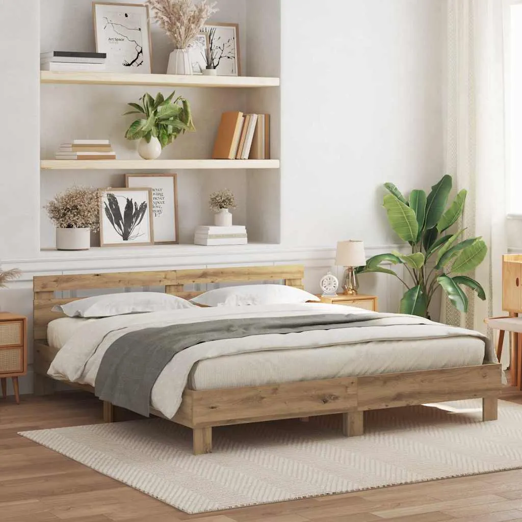 vidaXL Krevetna konstrukcija Umjetnički hrast 180 x 200 cm - Venlo