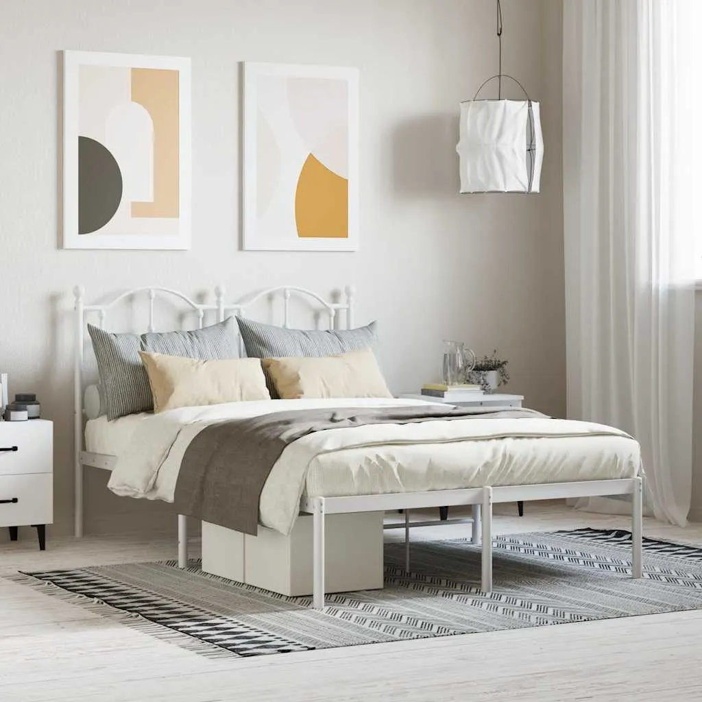 vidaXL Metalni okvir za krevet s uzglavljem bijeli 120x200 cm - Venlo