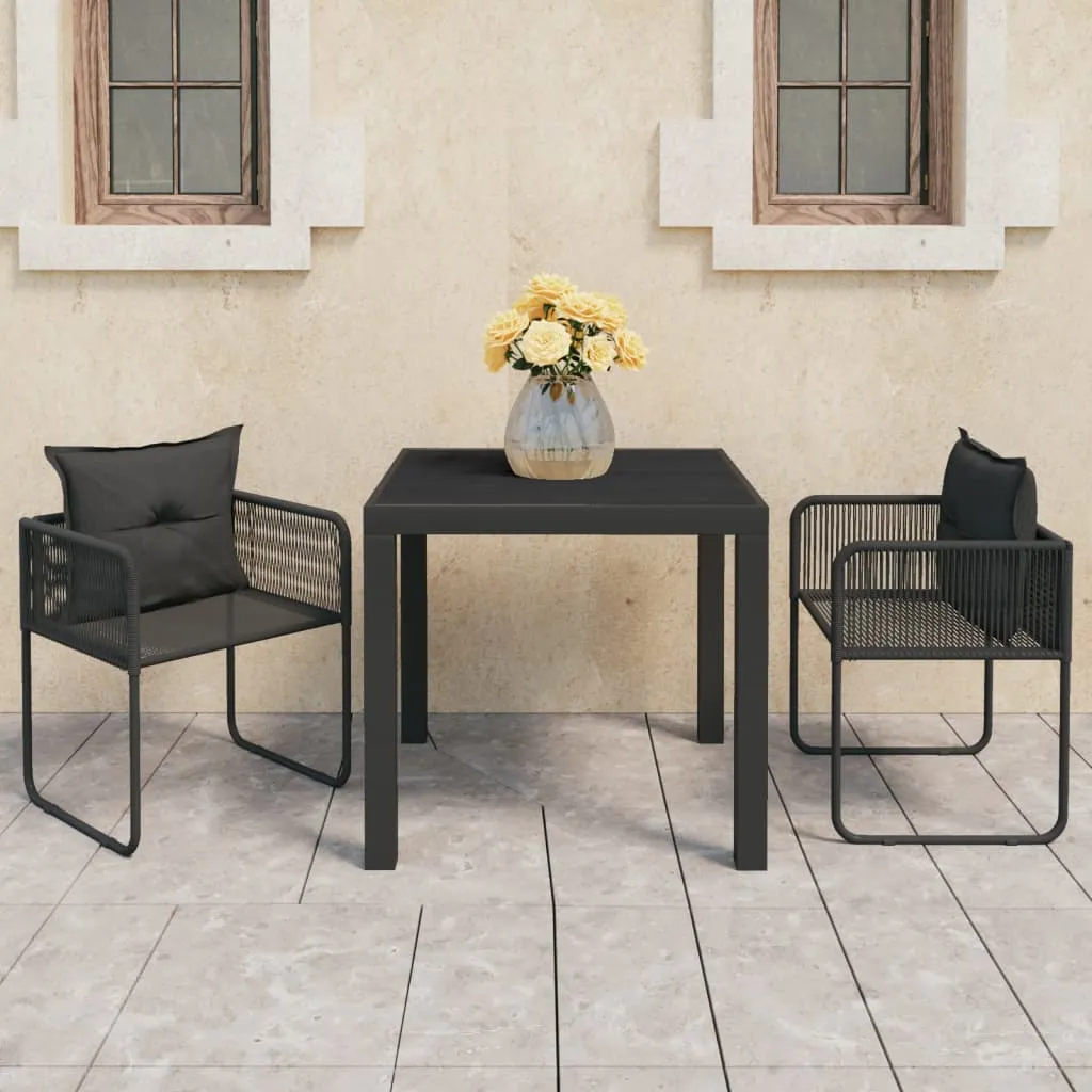 vidaXL 3-dijelni vrtni blagovaonski set od PVC ratana crni - Venlo