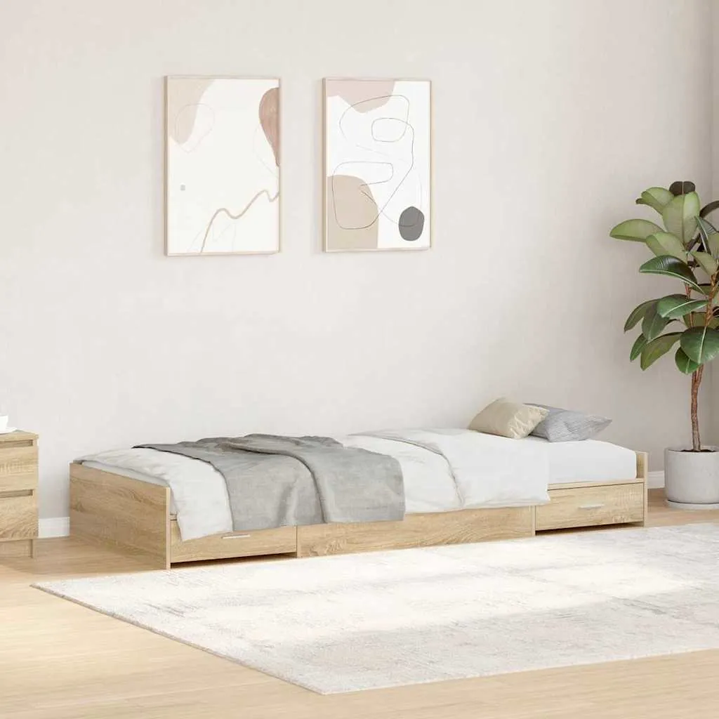 vidaXL Krevetna konstrukcija s ladicama Sonoma hrast 90 x 200 cm - Venlo