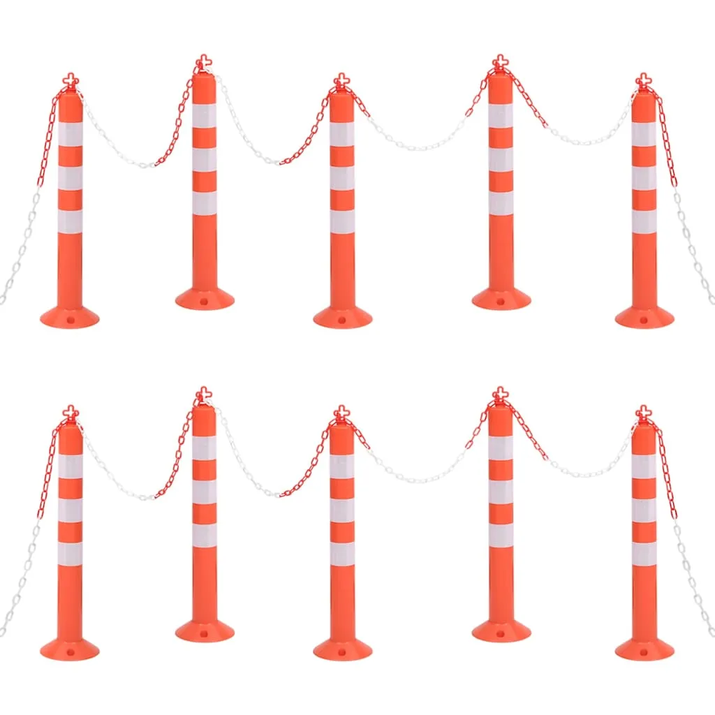 vidaxl stupovi za kontrolu prometa s lancem 10 kom 75 cm pe - slika 1