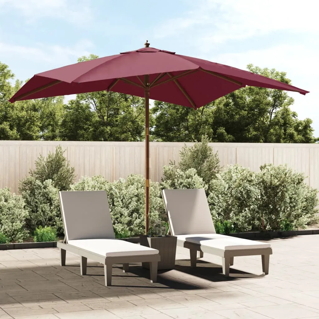 vidaXL Vrtni suncobran s drvenim stupom bordo 300x300x273 cm - Venlo