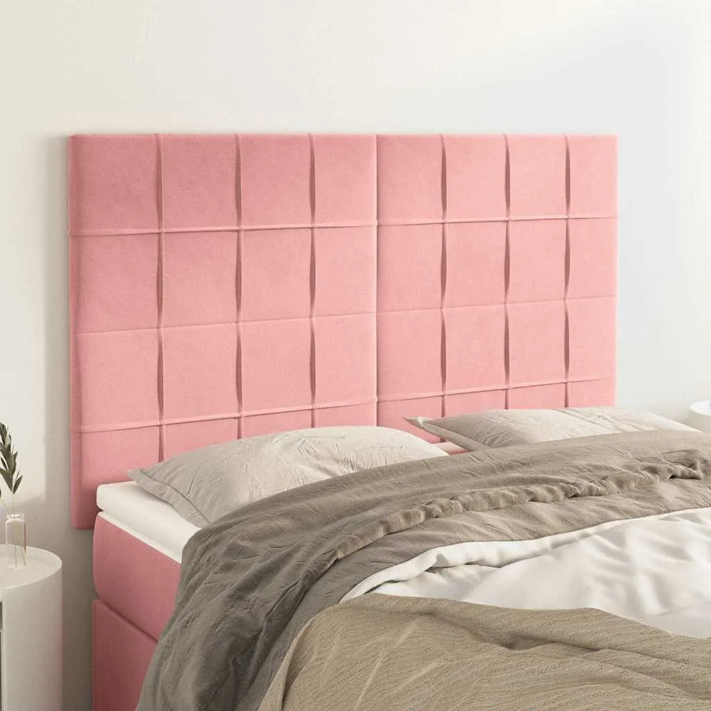 vidaXL Uzglavlje ružičasto 144x5x118/128 cm baršunasto - Venlo