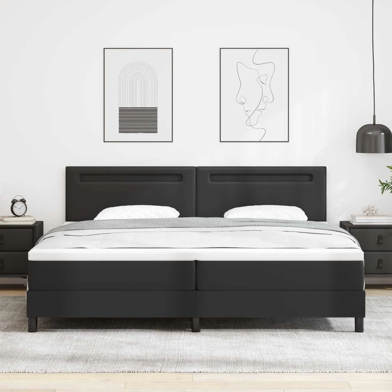 vidaXL Krevet s opruga kutije Crna 200 x 200 cm Umjetna koža - Venlo
