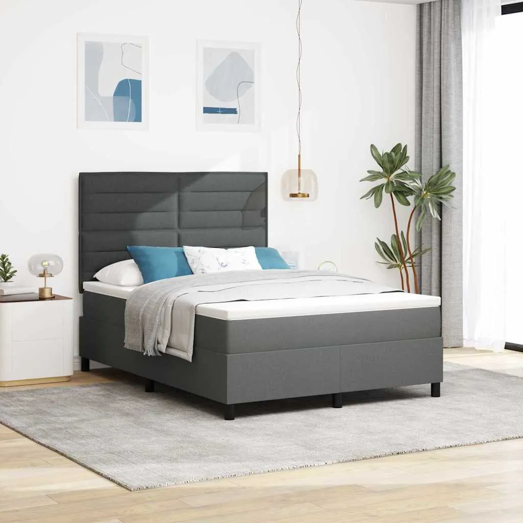 vidaXL Krevet s opruga kutije Tamno siva 140 x 190 cm tkanina - Venlo