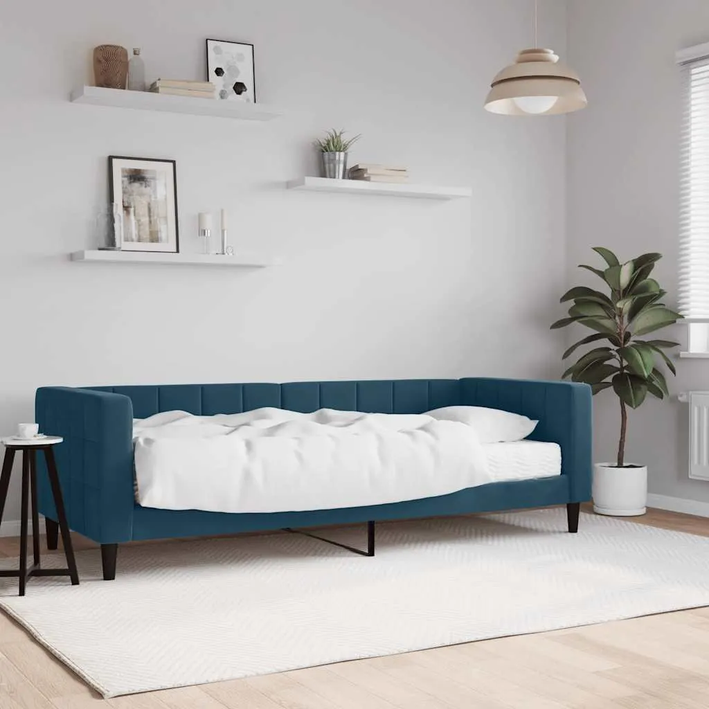 vidaXL Dnevni krevet s madracem plavi 80 x 200 cm baršunasti - Venlo