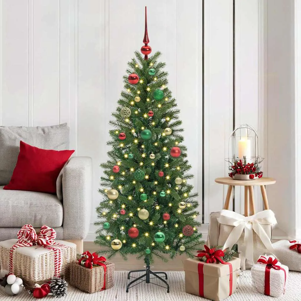 vidaxl set božićnih ukrasnih kuglica 61 kom. 150 led lampica ø 6 cm - slika 1