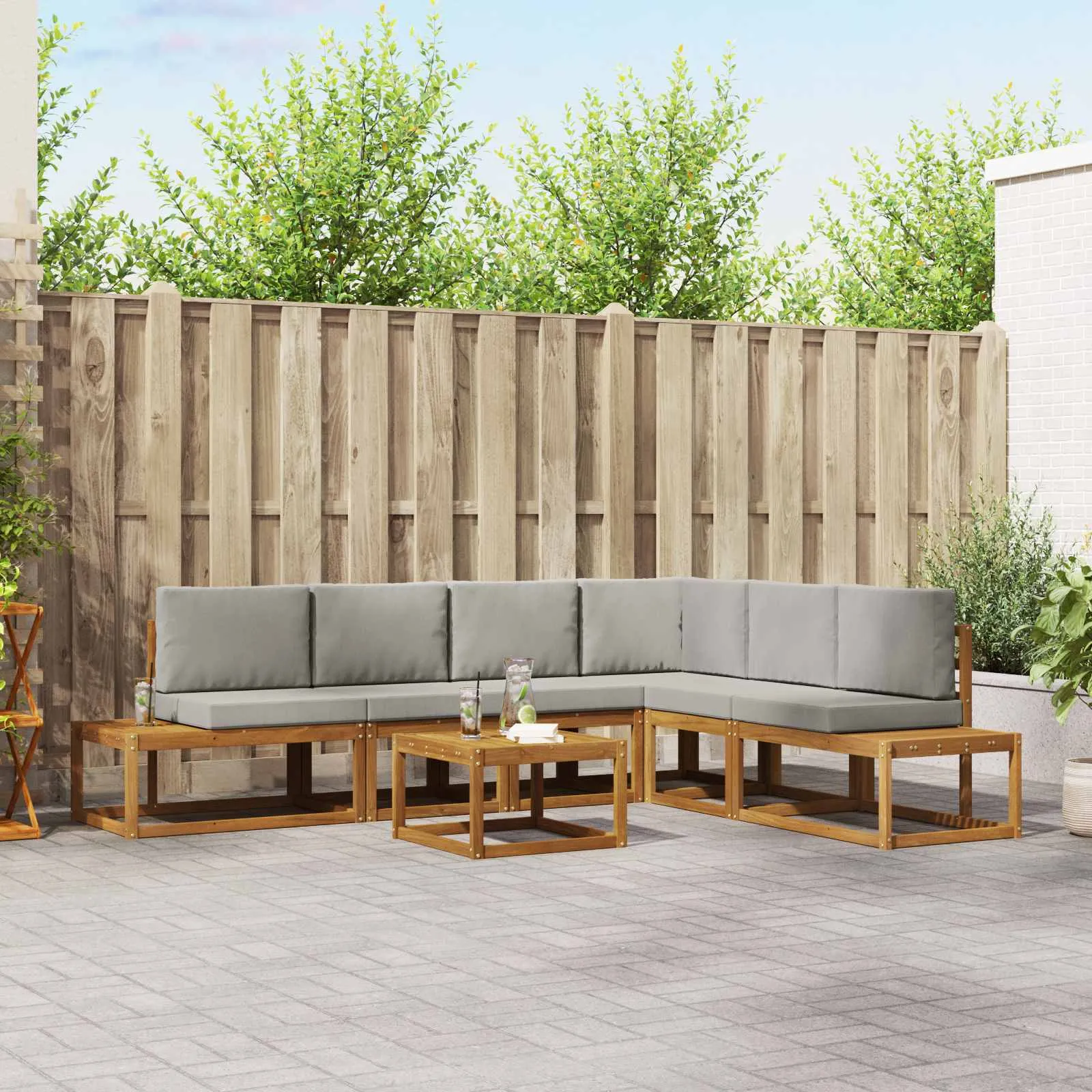 vidaXL 7 kom. Set vanjskih sofa Čvrsto drvo akacije i poliester - Venlo