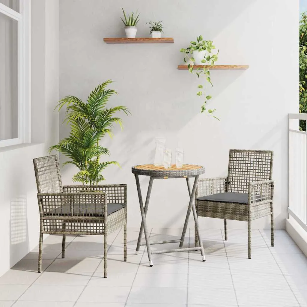 vidaXL Bistro set za vrt 3 kom. Siva poliratan - Venlo
