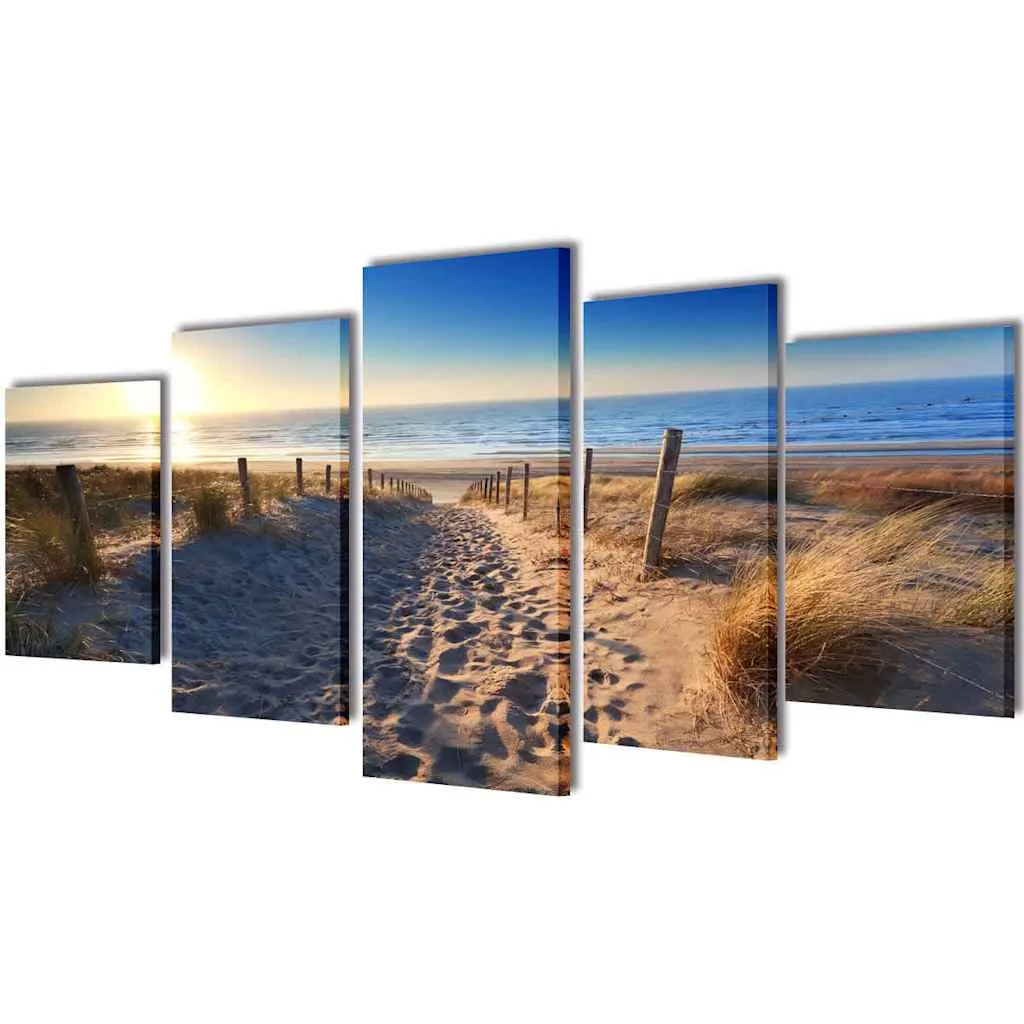 vidaxl zidne slike na platnu s printom pješčane plaže 200 x 100 cm - slika 1